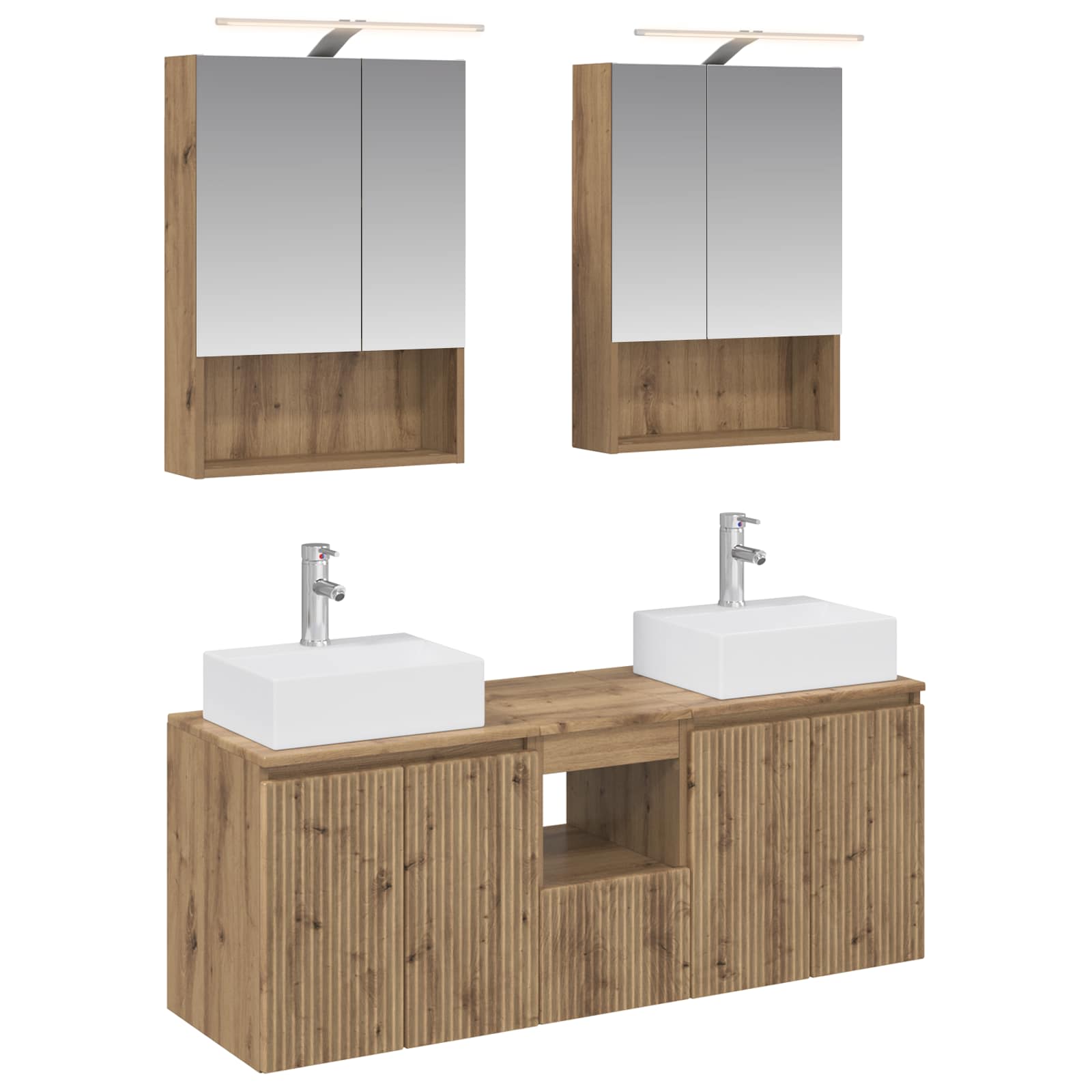 vidaXL Badkamerkastenset 5 pcs Wit Bewerkt hout