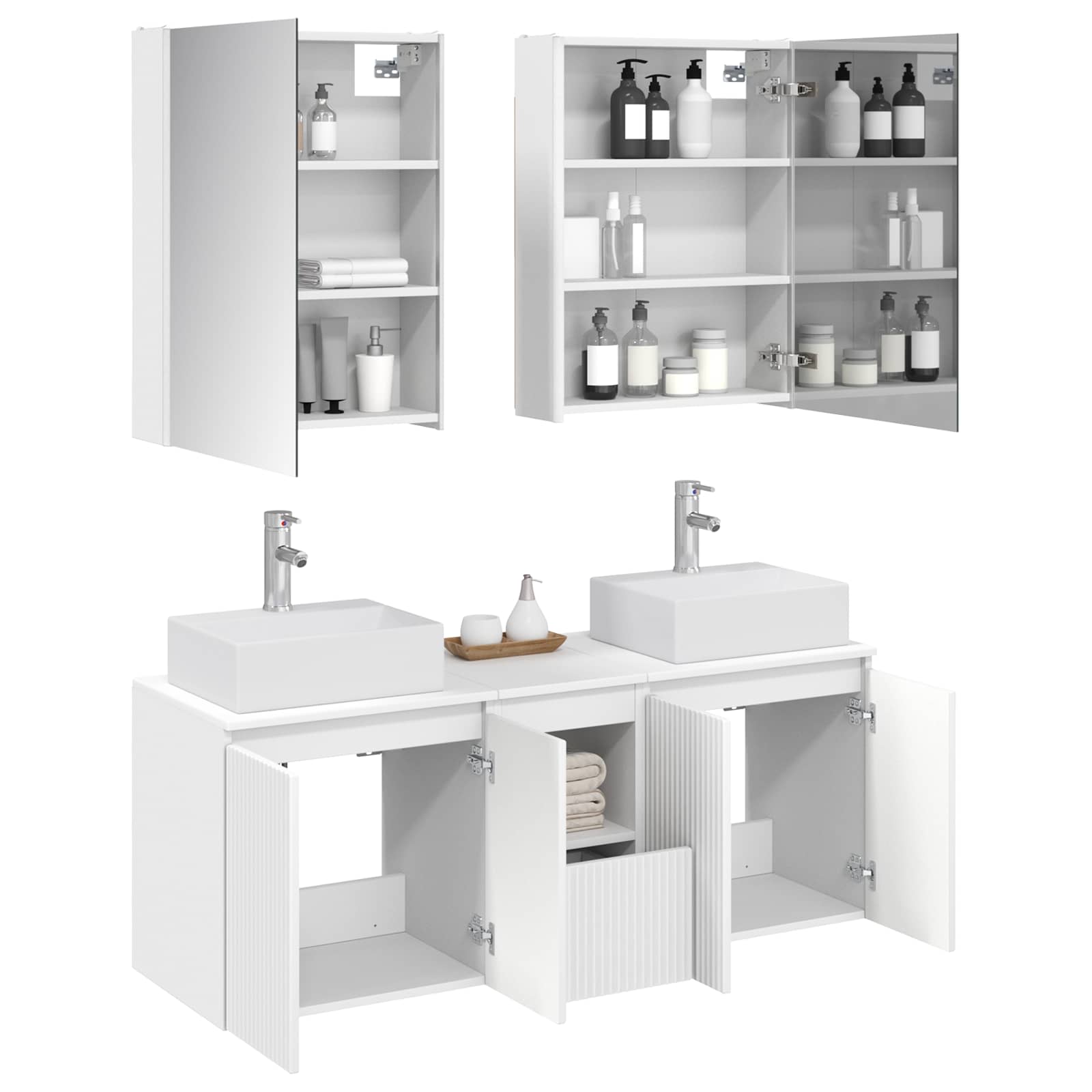 vidaXL Badkamerkastenset 5 pcs Wit Bewerkt hout