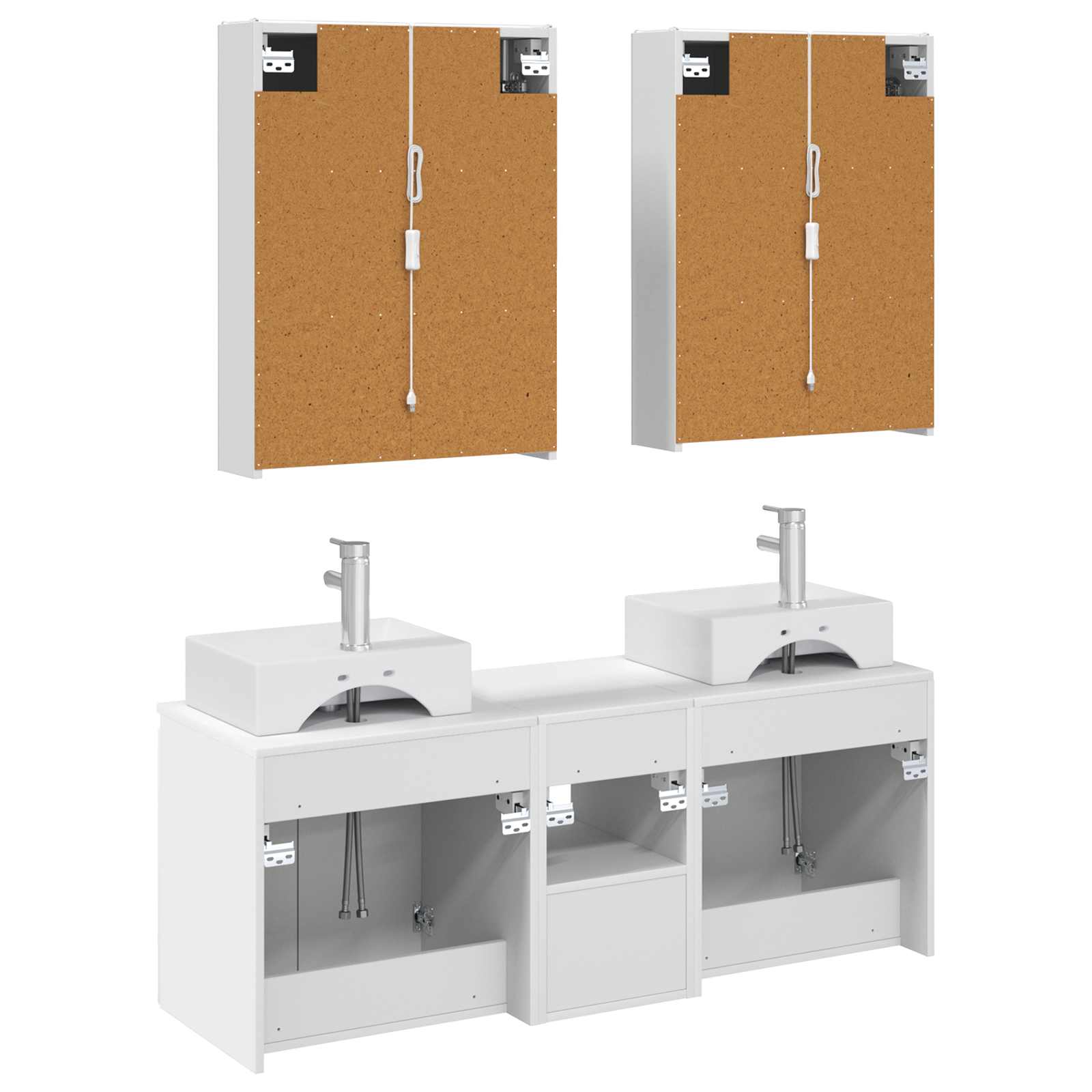 vidaXL Badkamerkastenset 5 pcs Wit Bewerkt hout