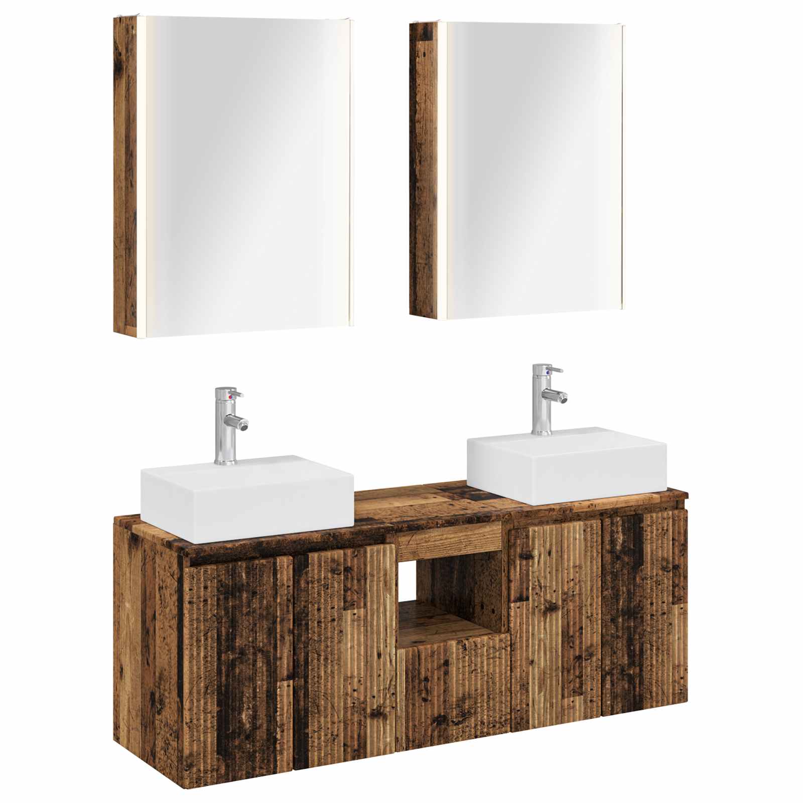 vidaXL Badkamerkastenset 5 pcs Wit Bewerkt hout