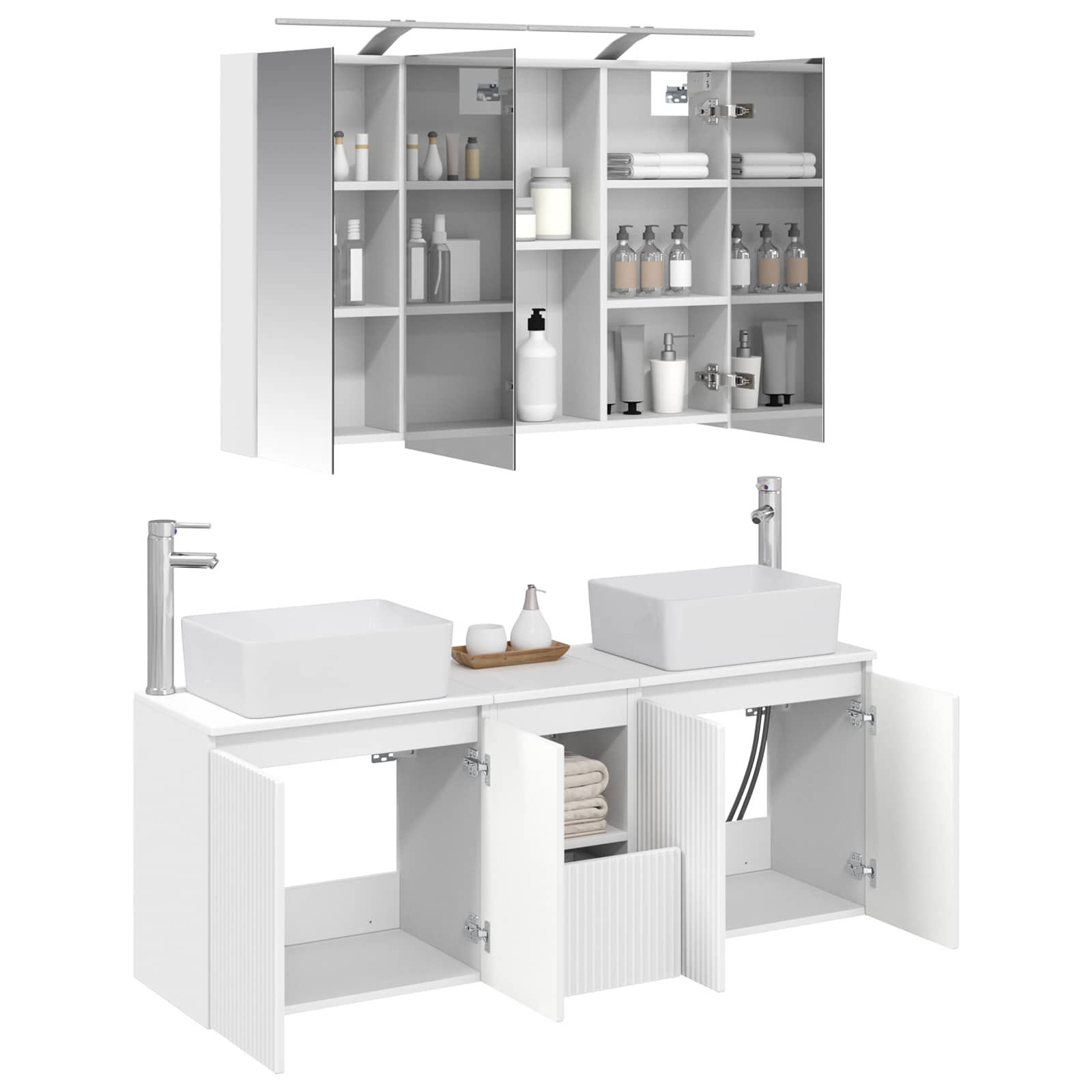 vidaXL Badkamerkastenset 4 pcs Wit Bewerkt hout