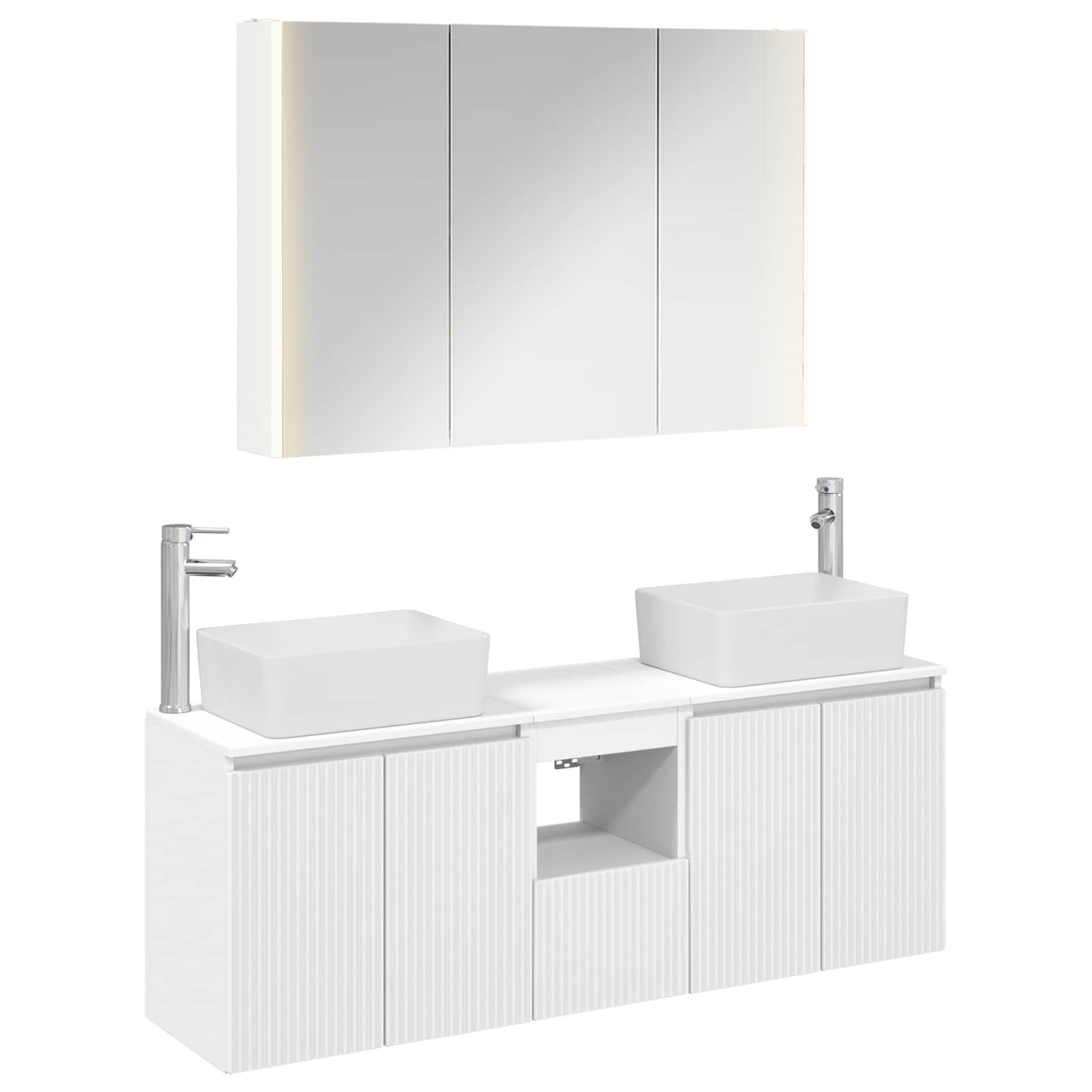 vidaXL Badkamerkastenset 4 pcs Wit Bewerkt hout