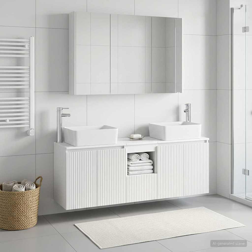 vidaXL Badkamerkastenset 4 pcs Wit Bewerkt hout