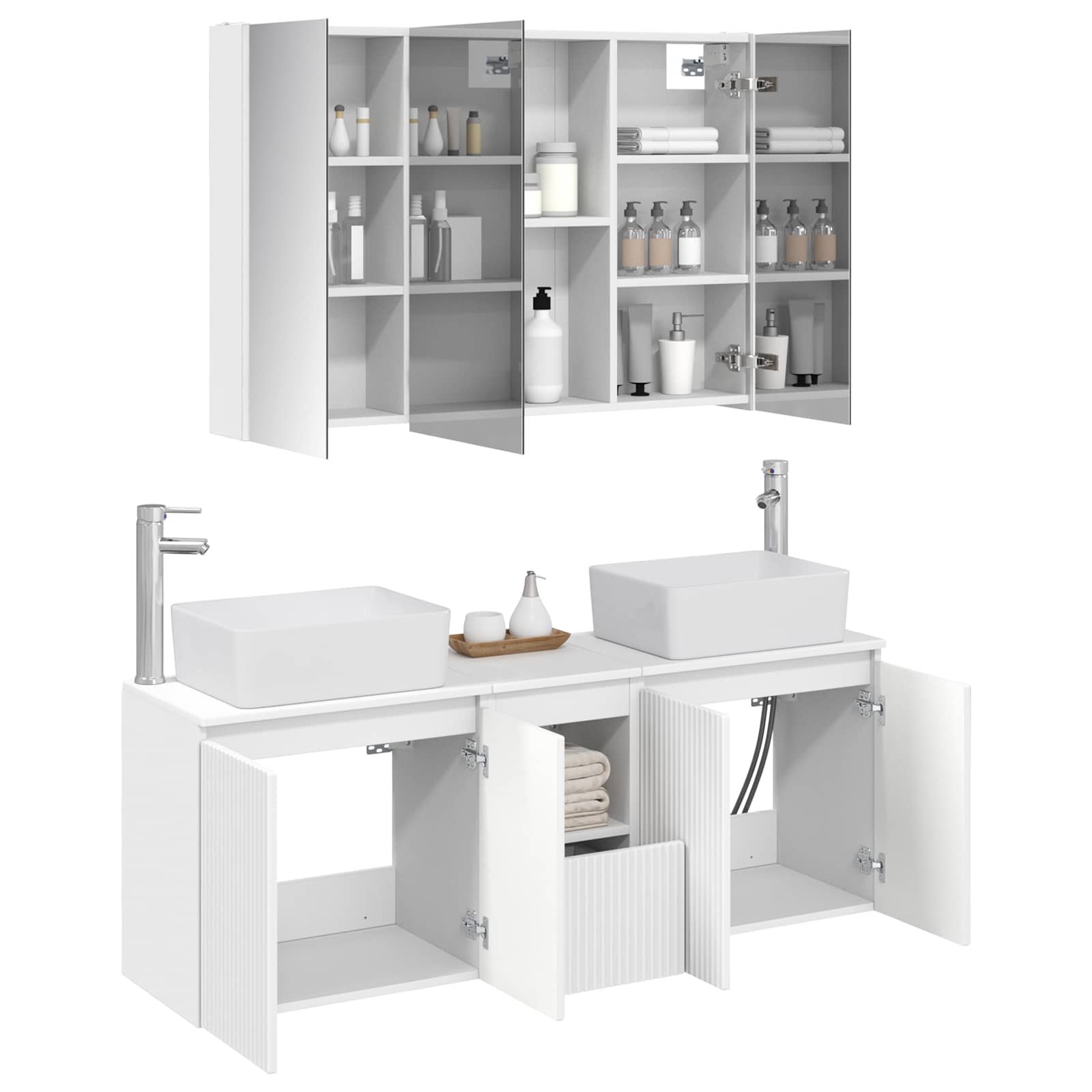 vidaXL Badkamerkastenset 4 pcs Wit Bewerkt hout