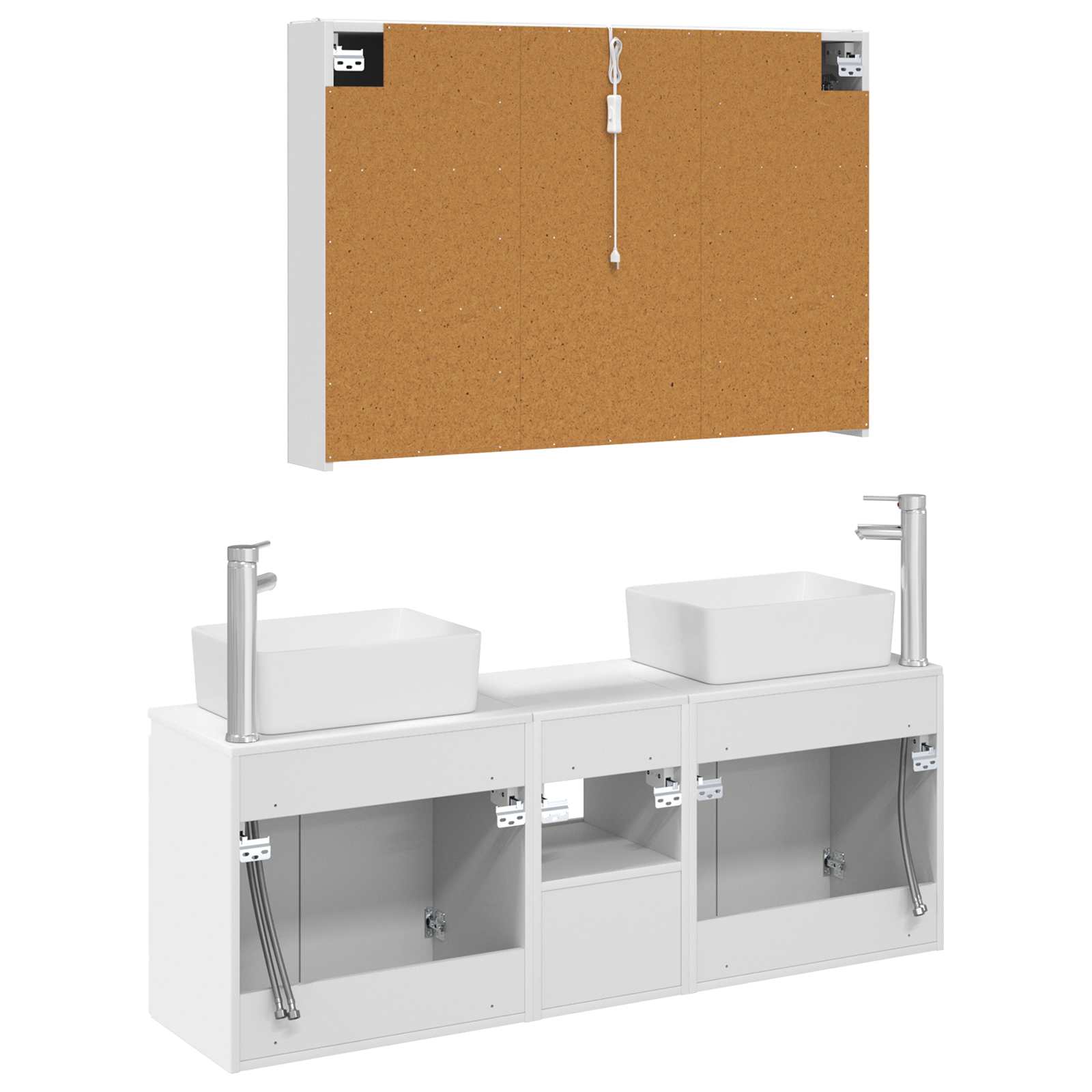 vidaXL Badkamerkastenset 4 pcs Wit Bewerkt hout