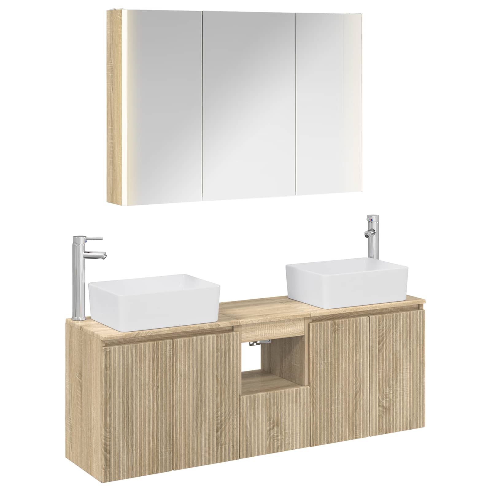 vidaXL Badkamerkastenset 4 pcs Wit Bewerkt hout