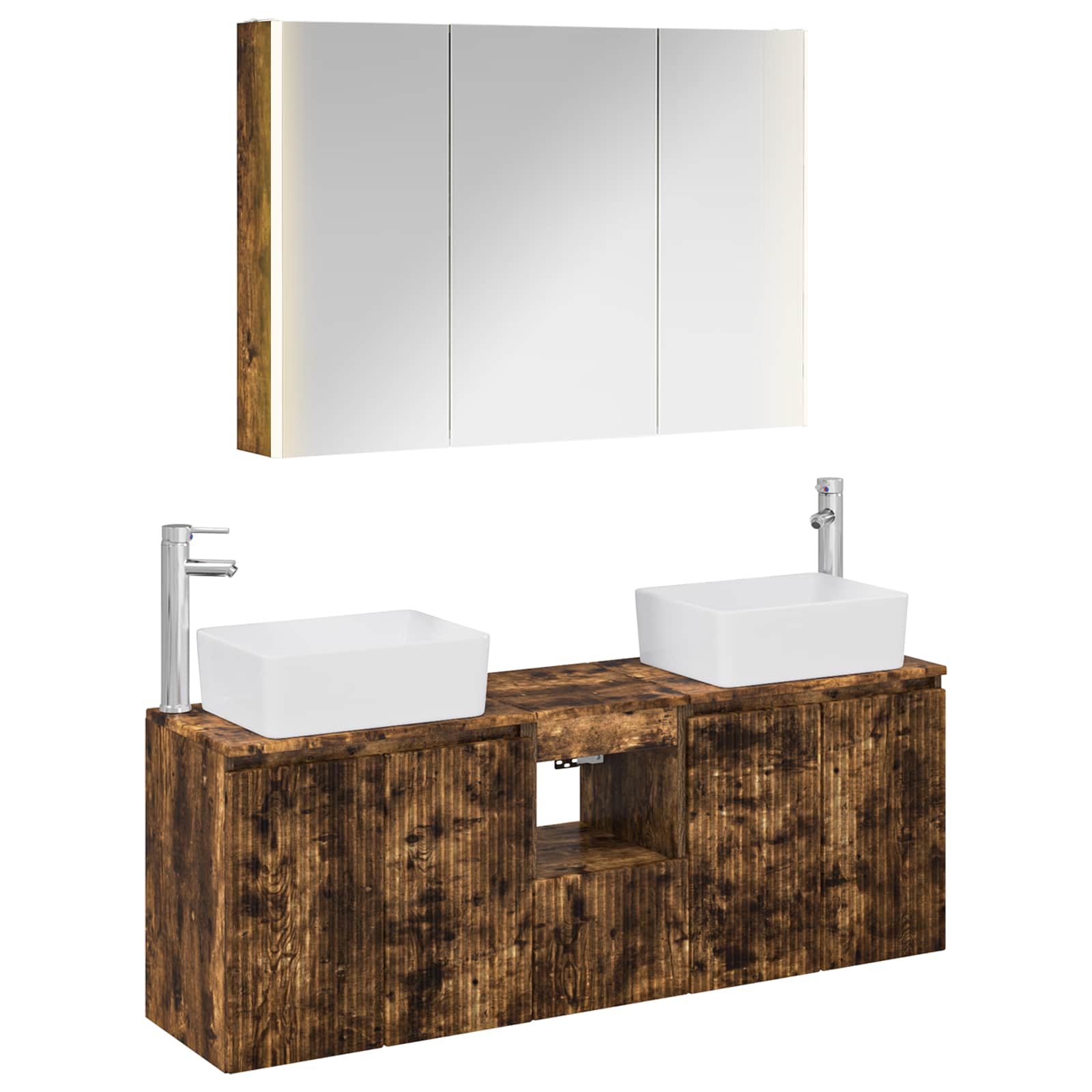 vidaXL Badkamerkastenset 4 pcs Wit Bewerkt hout