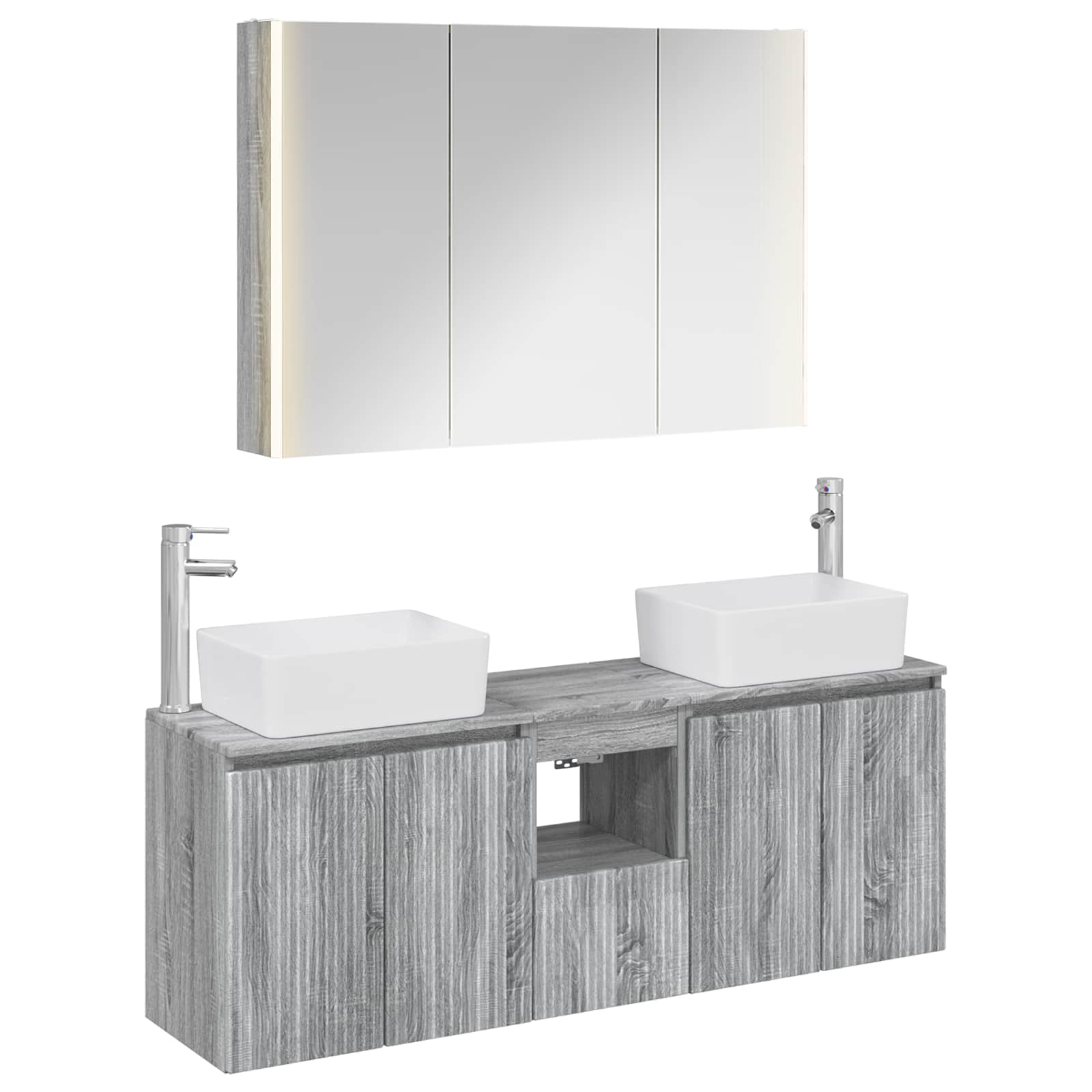 vidaXL Badkamerkastenset 4 pcs Wit Bewerkt hout