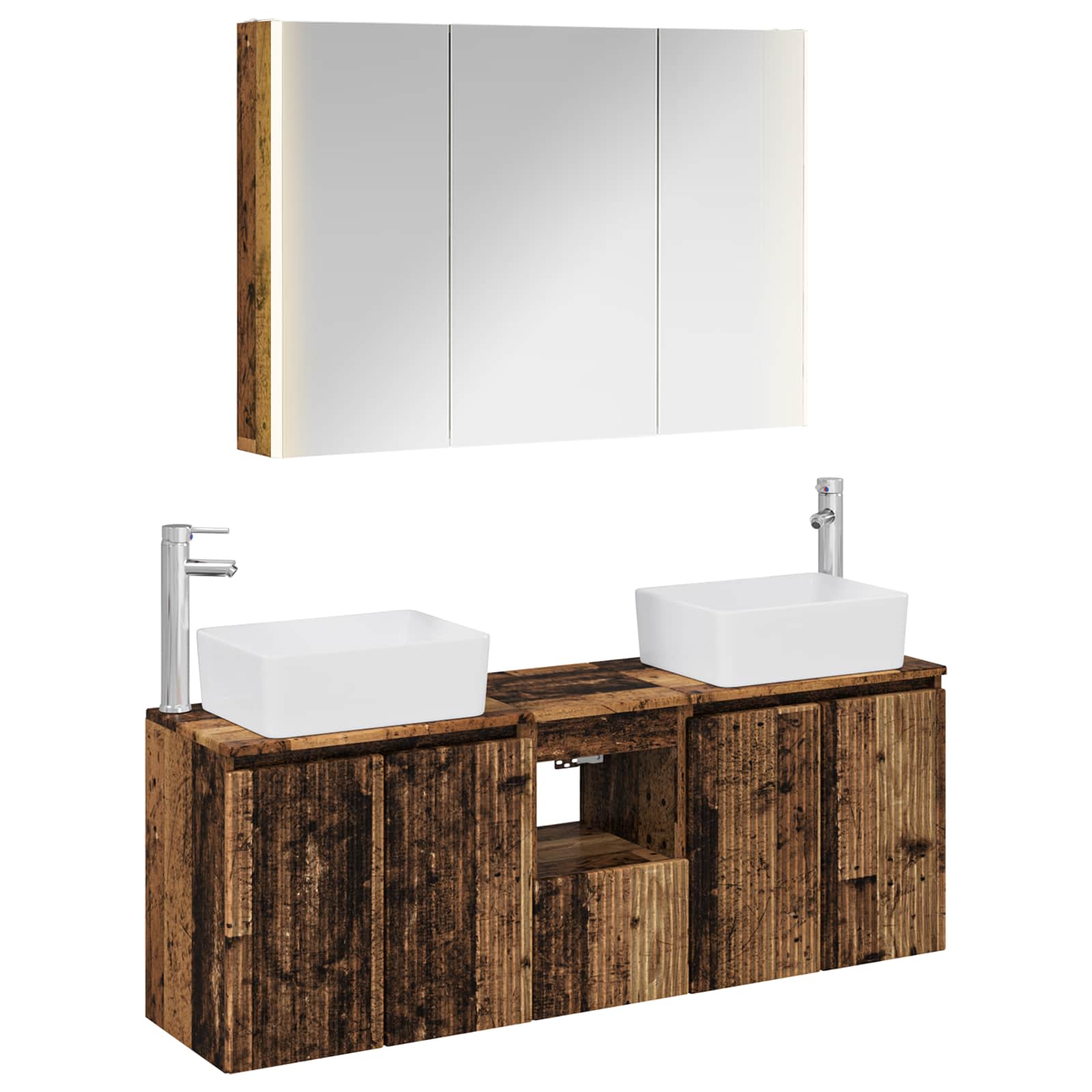 vidaXL Badkamerkastenset 4 pcs Wit Bewerkt hout