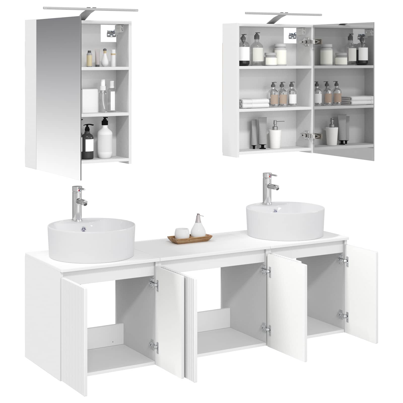 vidaXL Badkamerkastenset 5 pcs Wit Bewerkt hout