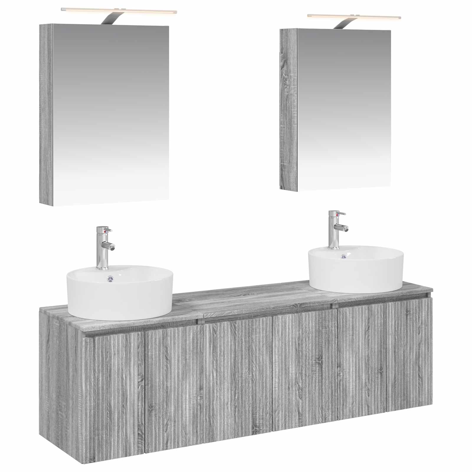 vidaXL Badkamerkastenset 5 pcs Wit Bewerkt hout