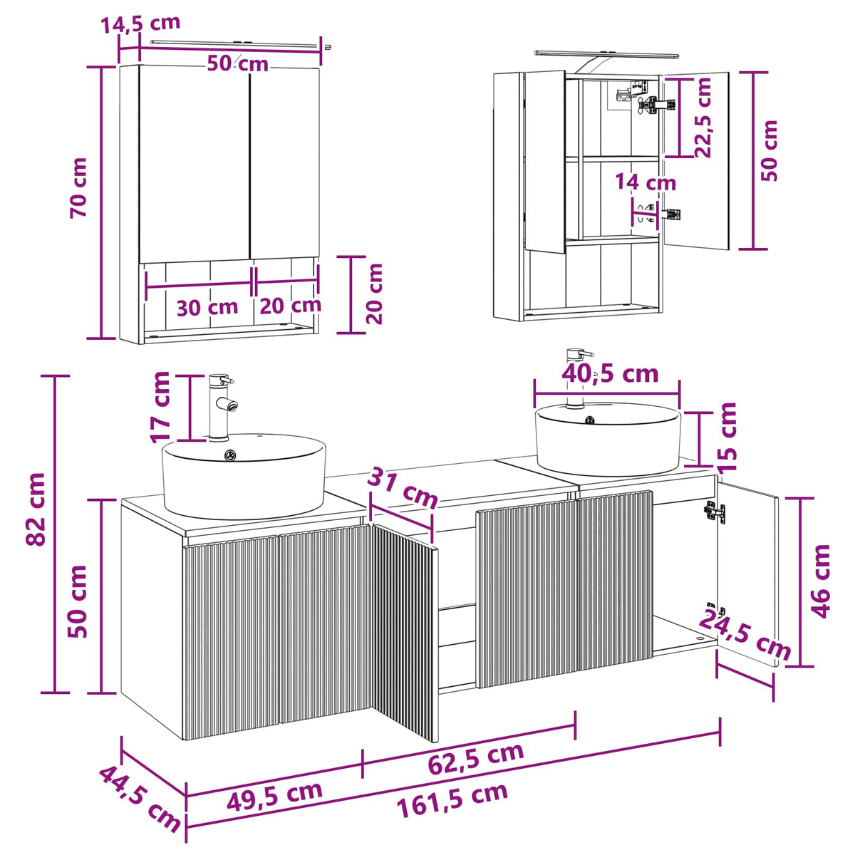 vidaXL Badkamerkastenset 5 pcs Wit Bewerkt hout
