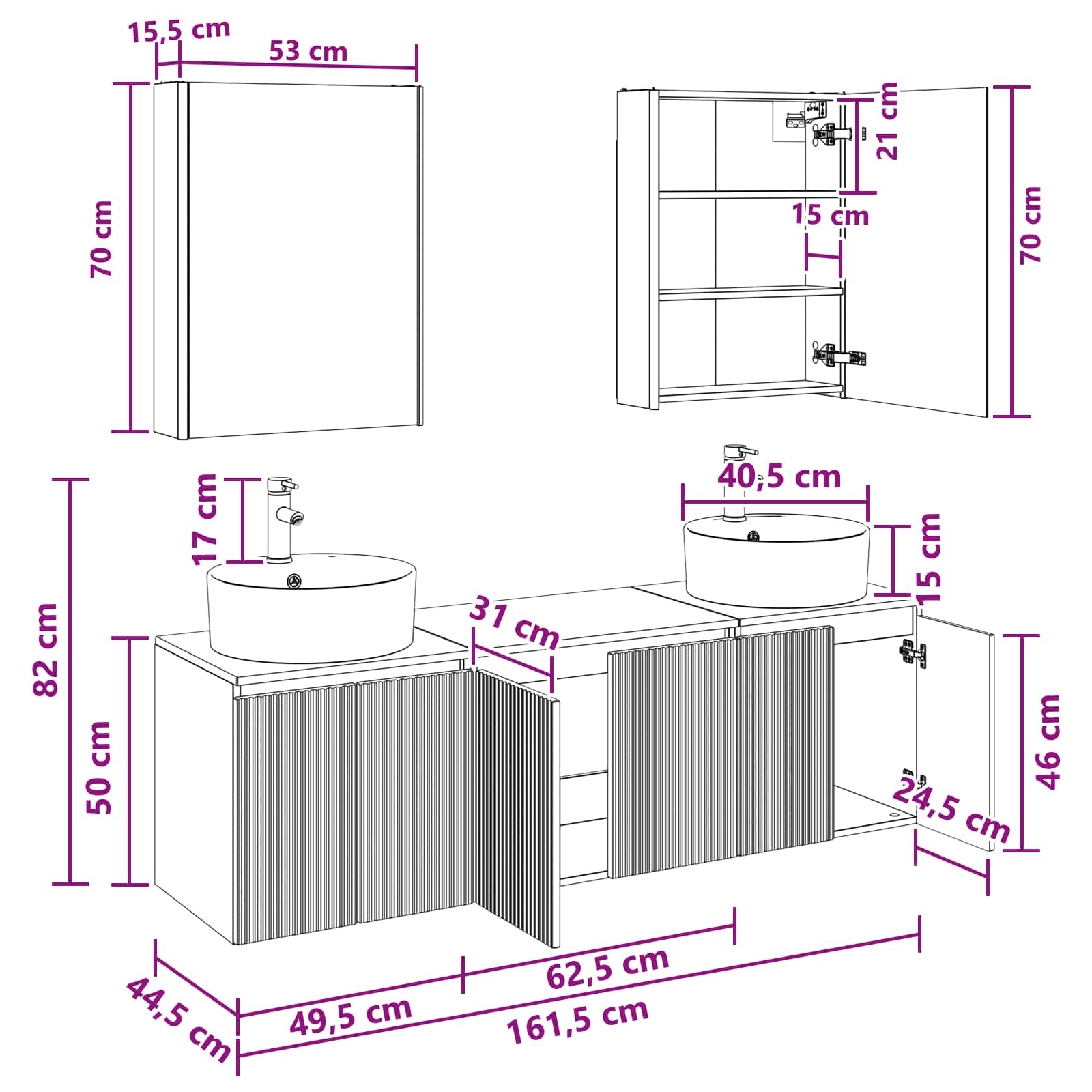 vidaXL Badkamerkastenset 5 pcs Wit Bewerkt hout