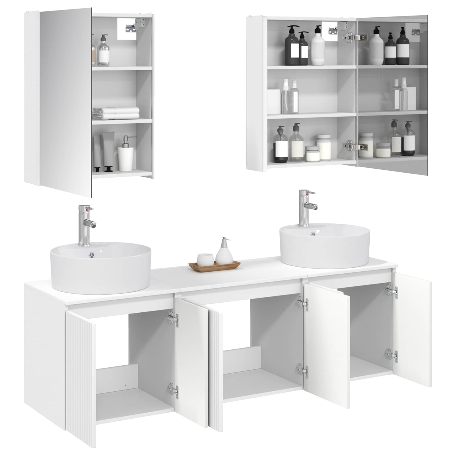 vidaXL Badkamerkastenset 5 pcs Wit Bewerkt hout