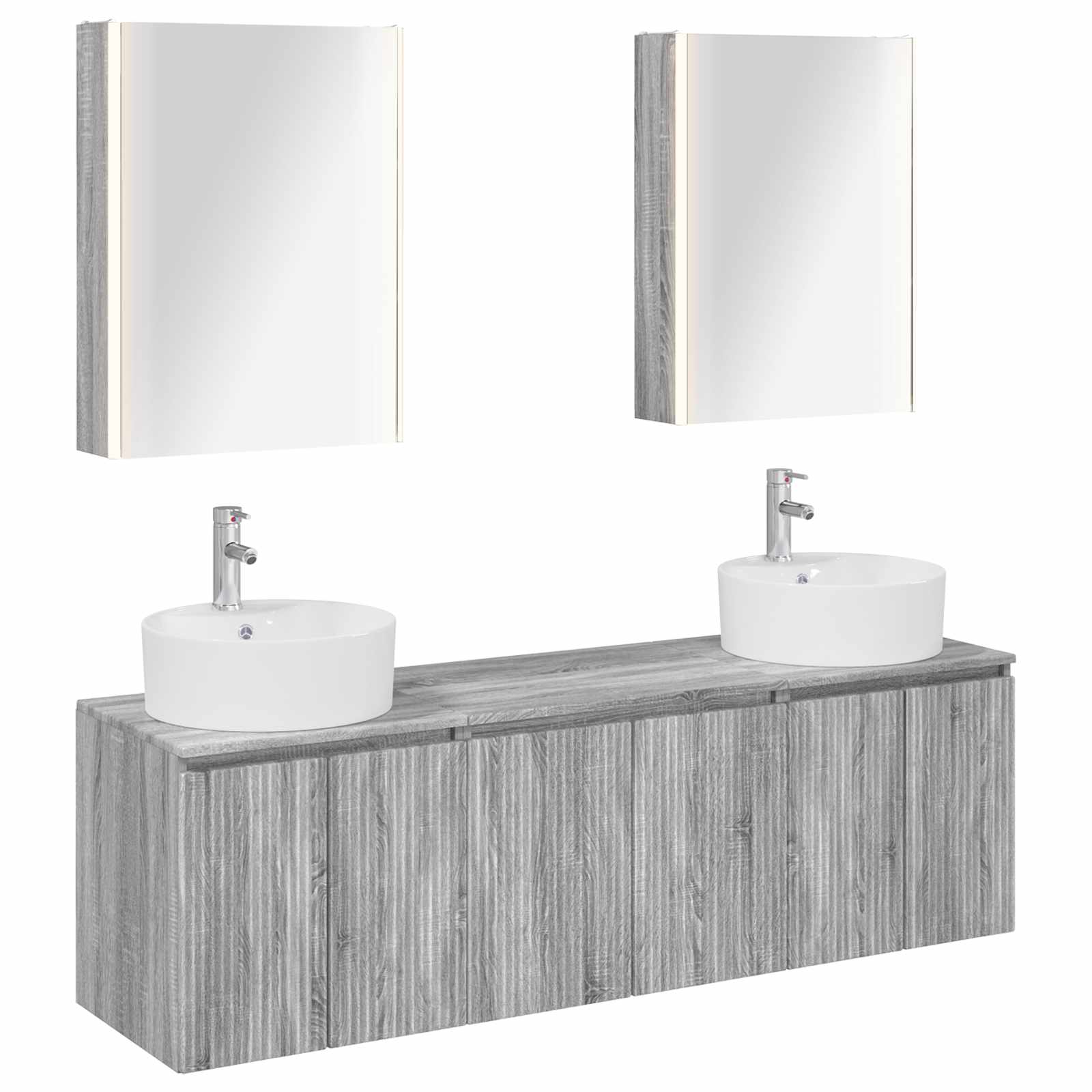 vidaXL Badkamerkastenset 5 pcs Wit Bewerkt hout