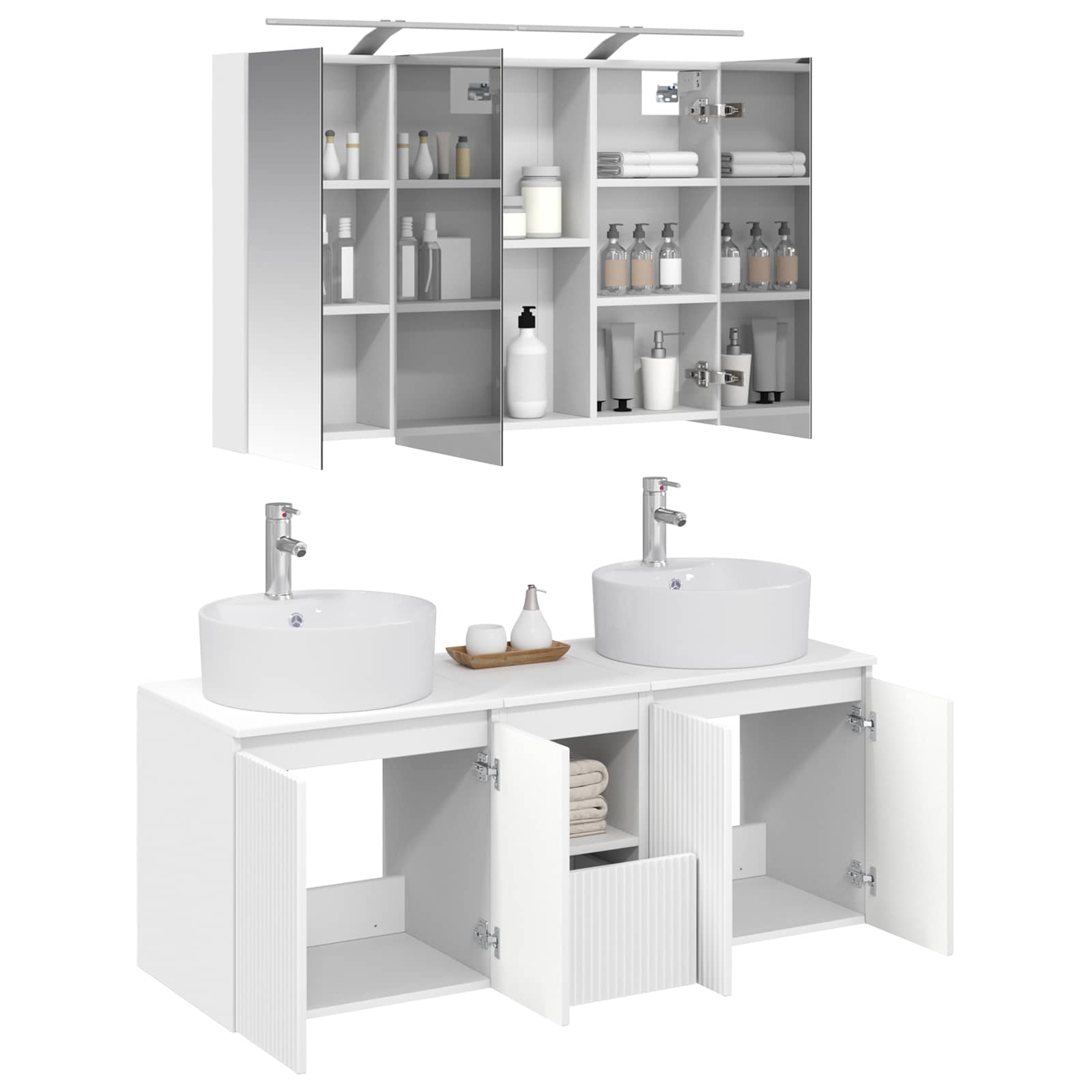 vidaXL Badkamerkastenset 4 pcs Wit Bewerkt hout