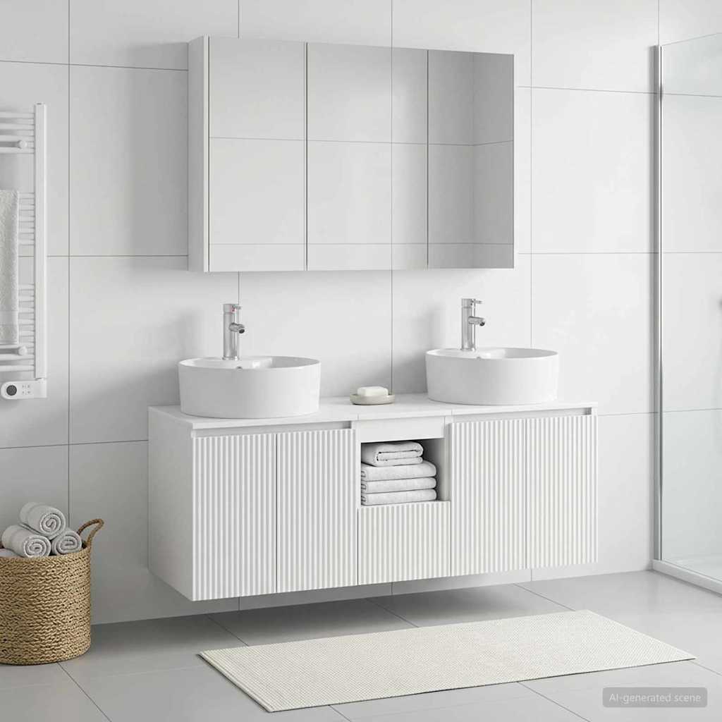 vidaXL Badkamerkastenset 4 pcs Wit Bewerkt hout