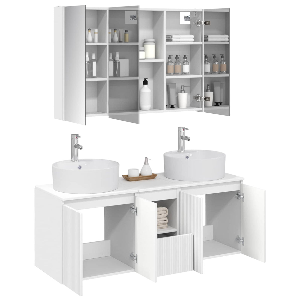 vidaXL Badkamerkastenset 4 pcs Wit Bewerkt hout