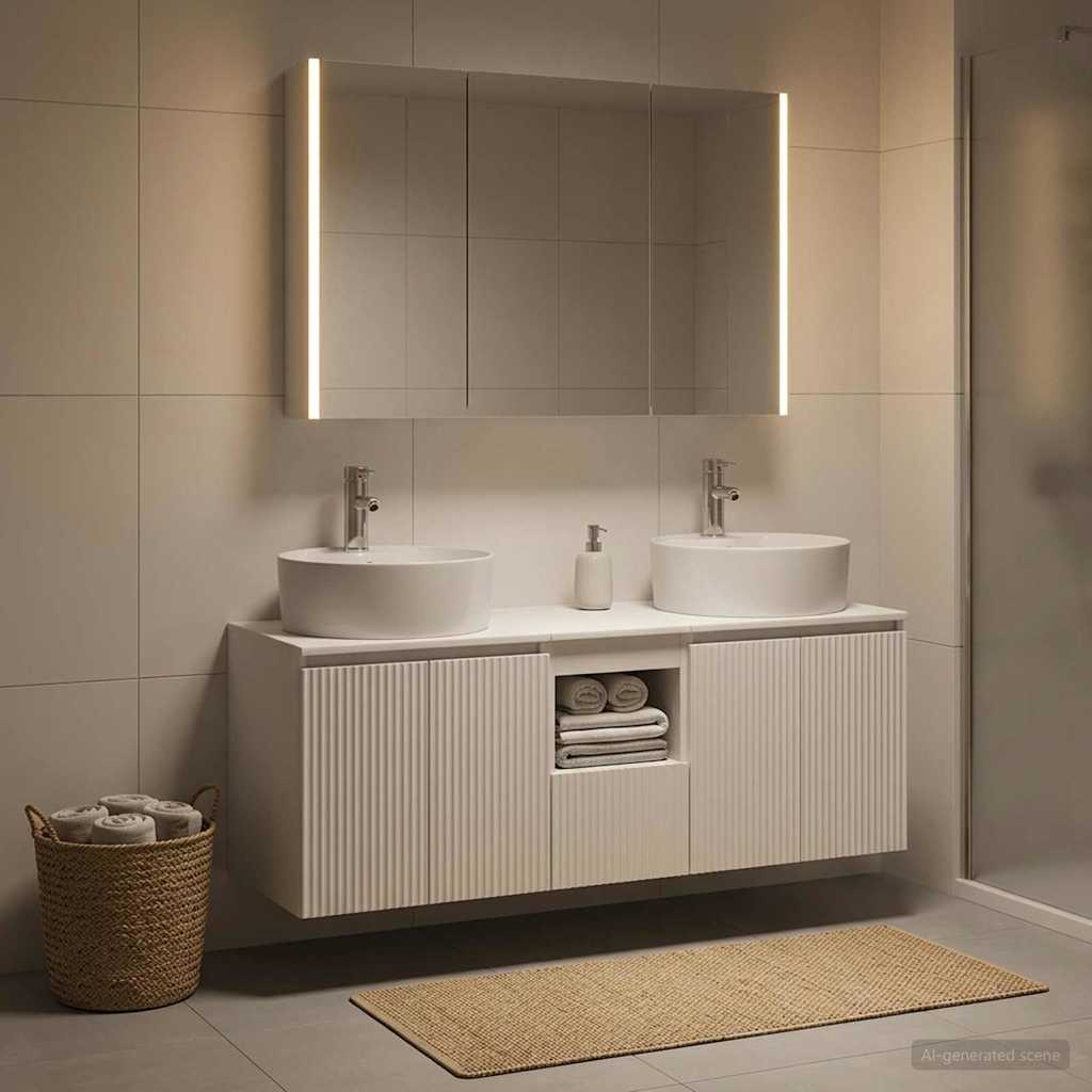 vidaXL Badkamerkastenset 4 pcs Wit Bewerkt hout