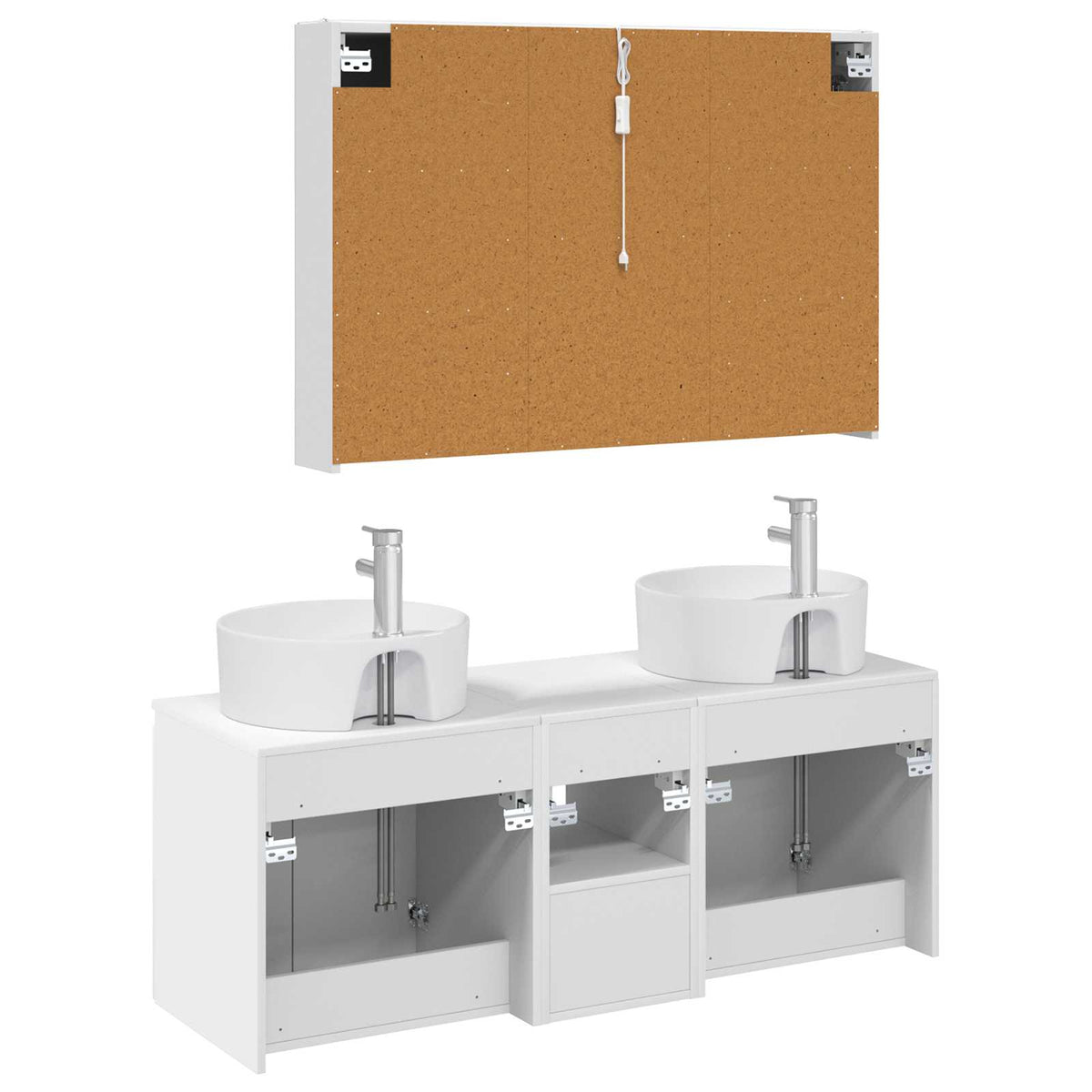 vidaXL Badkamerkastenset 4 pcs Wit Bewerkt hout