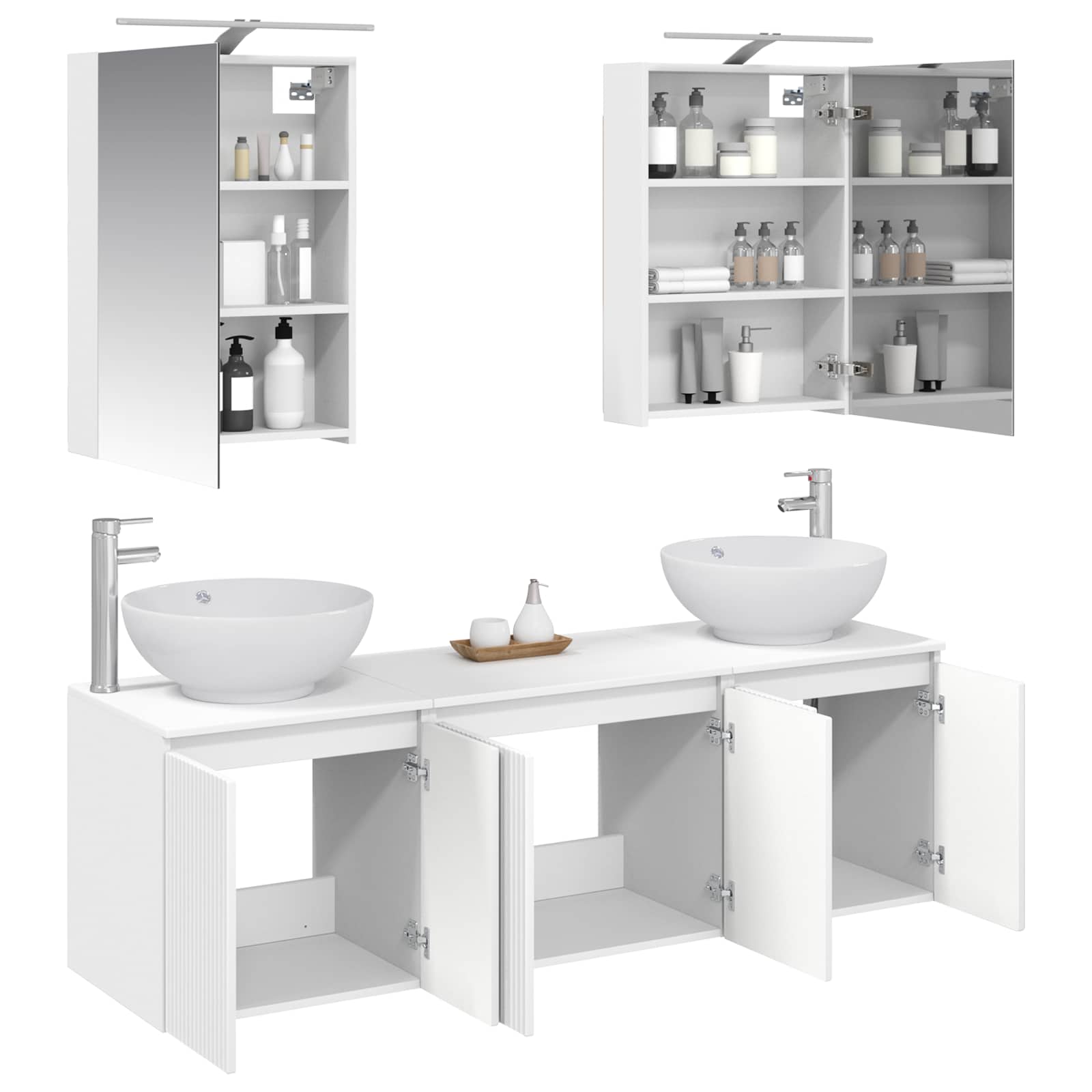vidaXL Badkamerkastenset 5 pcs Wit Bewerkt hout