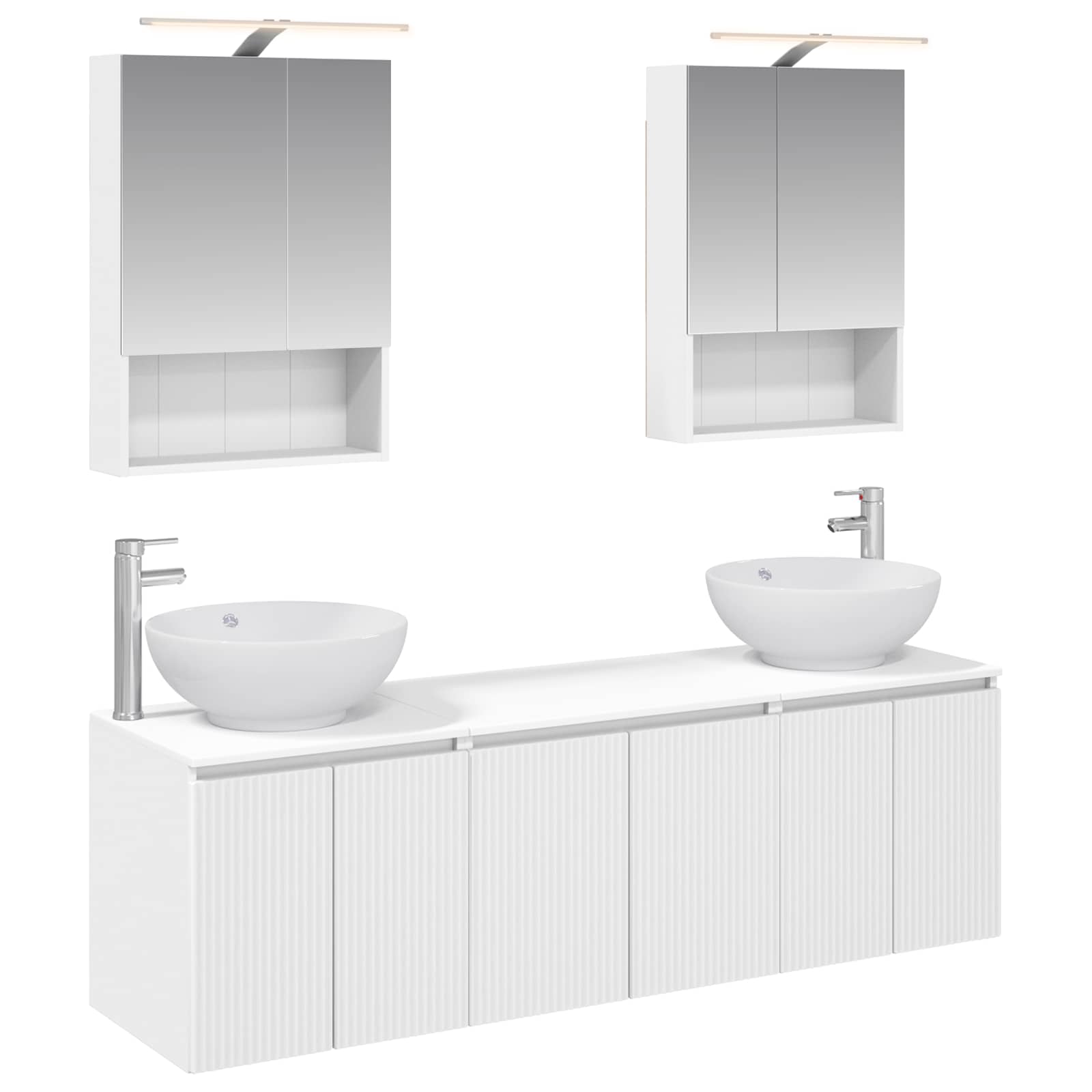 vidaXL Badkamerkastenset 5 pcs Wit Bewerkt hout