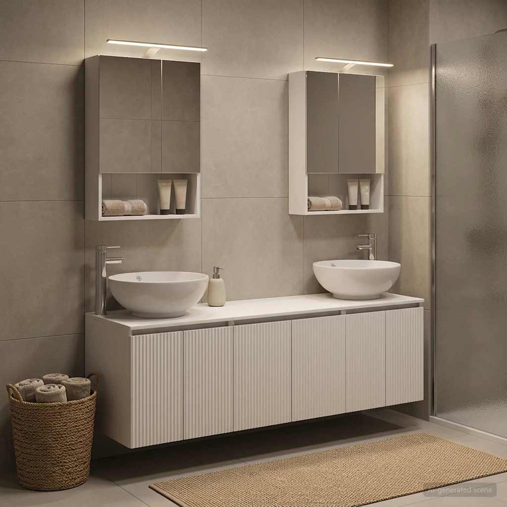 vidaXL Badkamerkastenset 5 pcs Wit Bewerkt hout