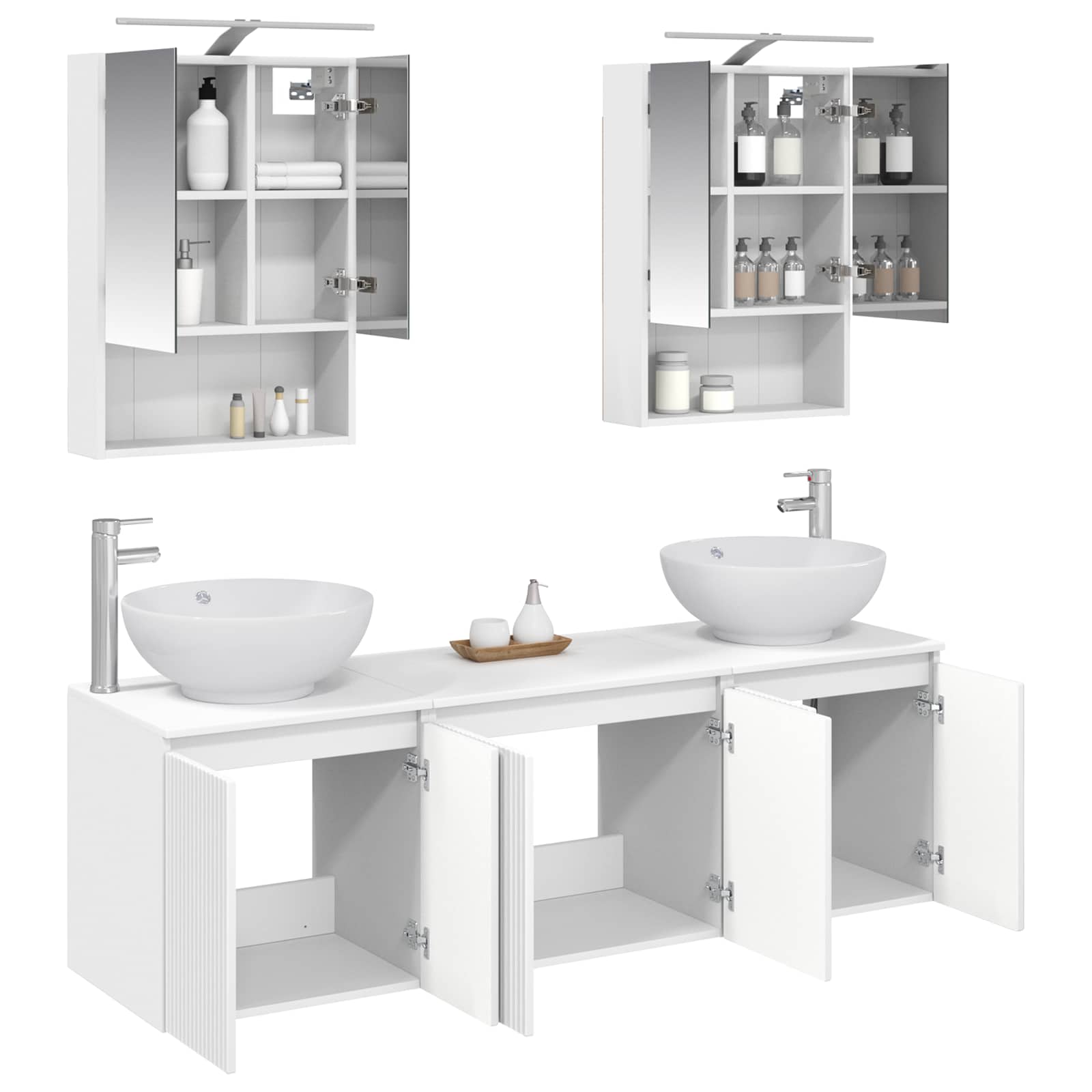 vidaXL Badkamerkastenset 5 pcs Wit Bewerkt hout