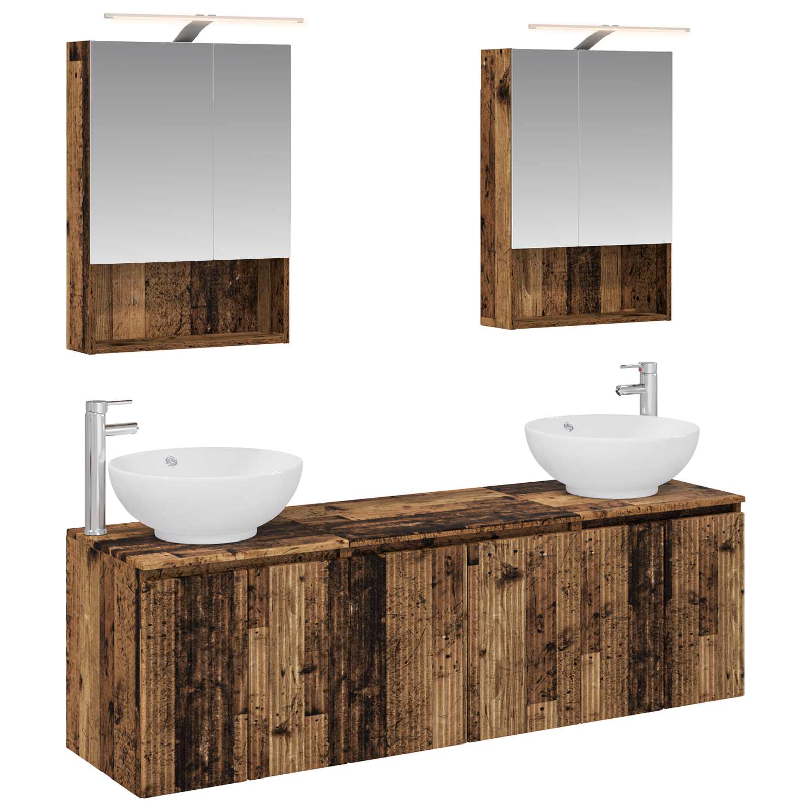 vidaXL Badkamerkastenset 5 pcs Wit Bewerkt hout