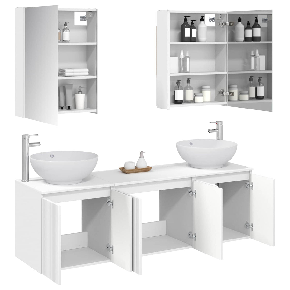 vidaXL Badkamerkastenset 5 pcs Wit Bewerkt hout