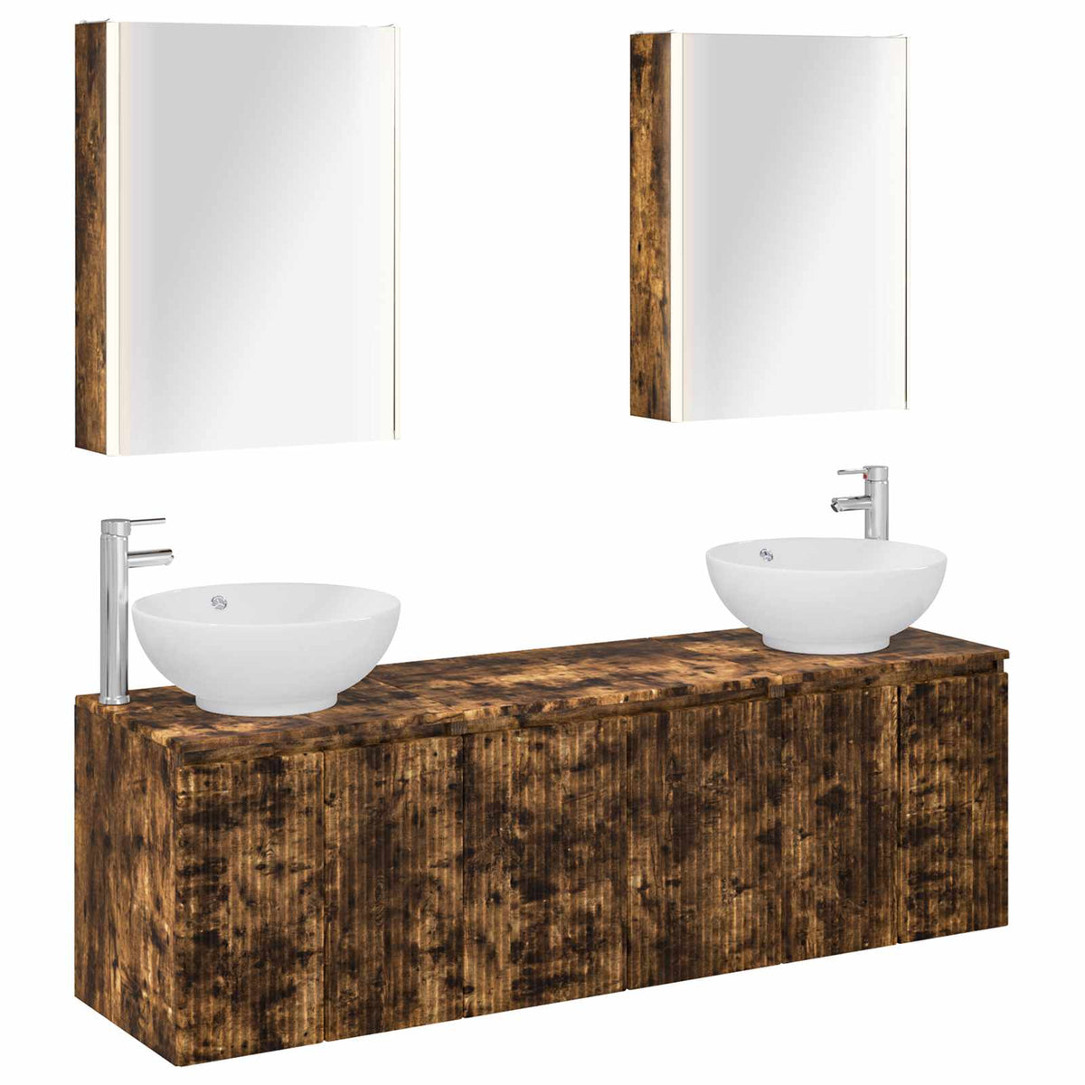 vidaXL Badkamerkastenset 5 pcs Wit Bewerkt hout
