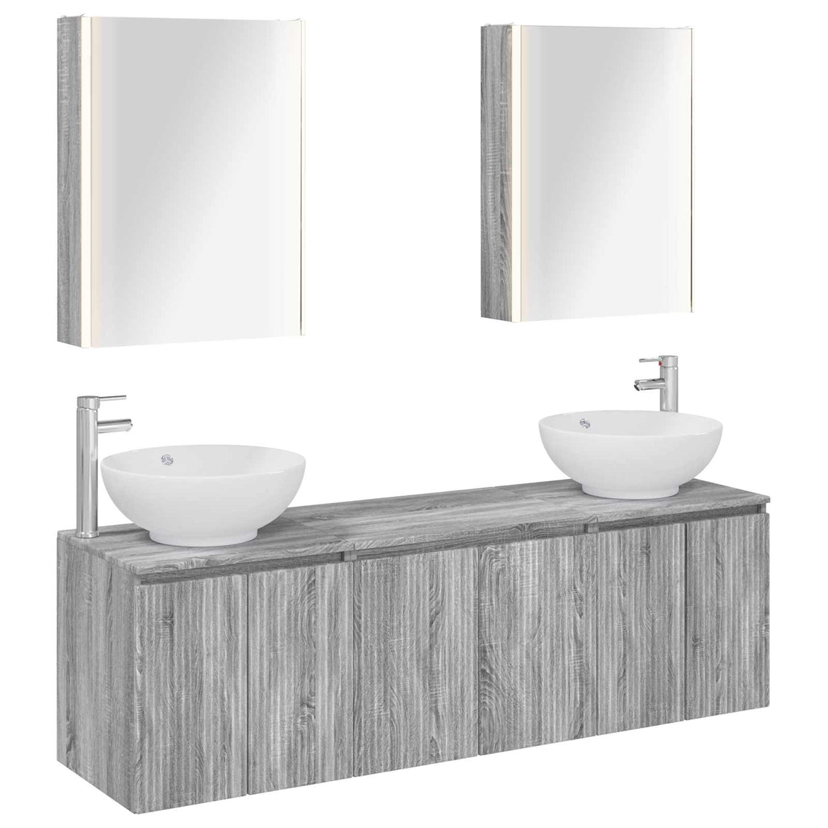 vidaXL Badkamerkastenset 5 pcs Wit Bewerkt hout