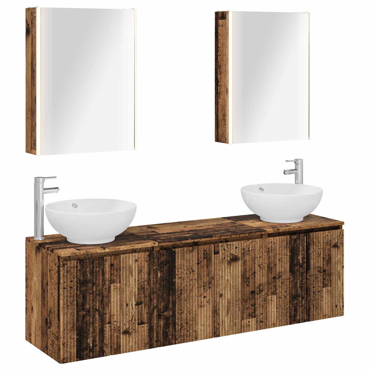 vidaXL Badkamerkastenset 5 pcs Wit Bewerkt hout