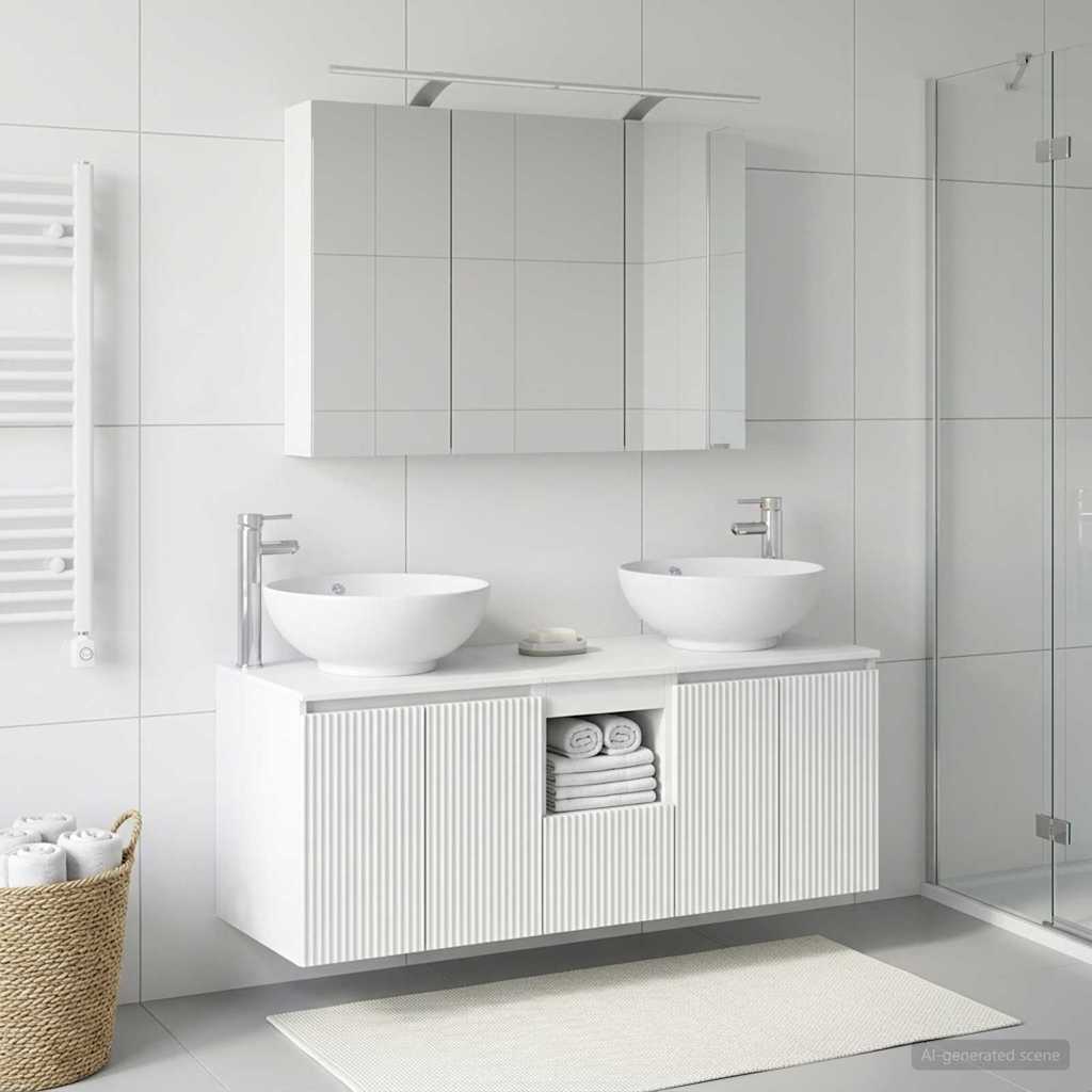 vidaXL Badkamerkastenset 4 pcs Wit Bewerkt hout