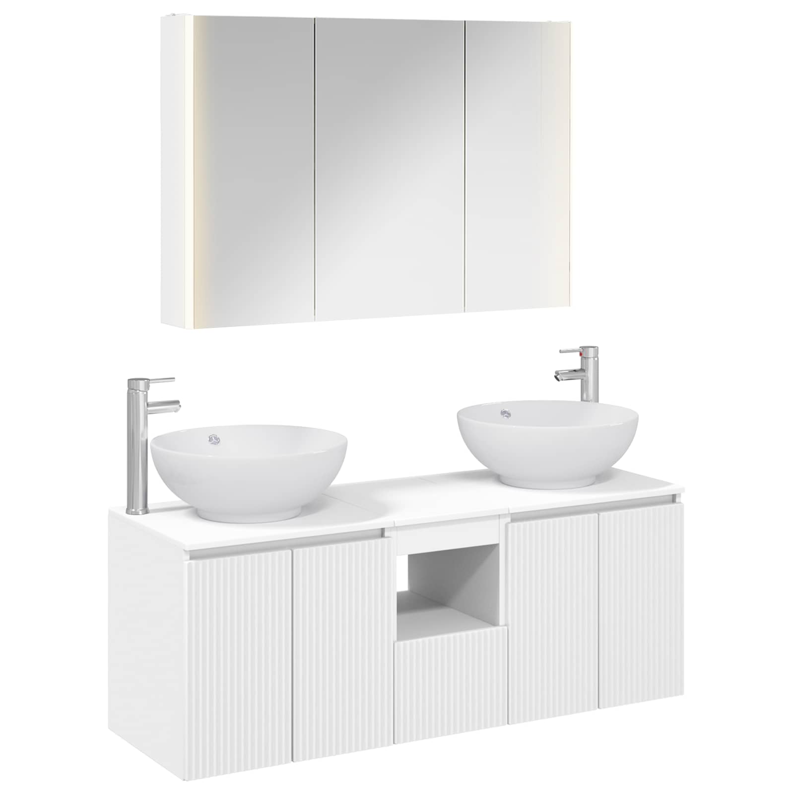 vidaXL Badkamerkastenset 4 pcs Wit Bewerkt hout