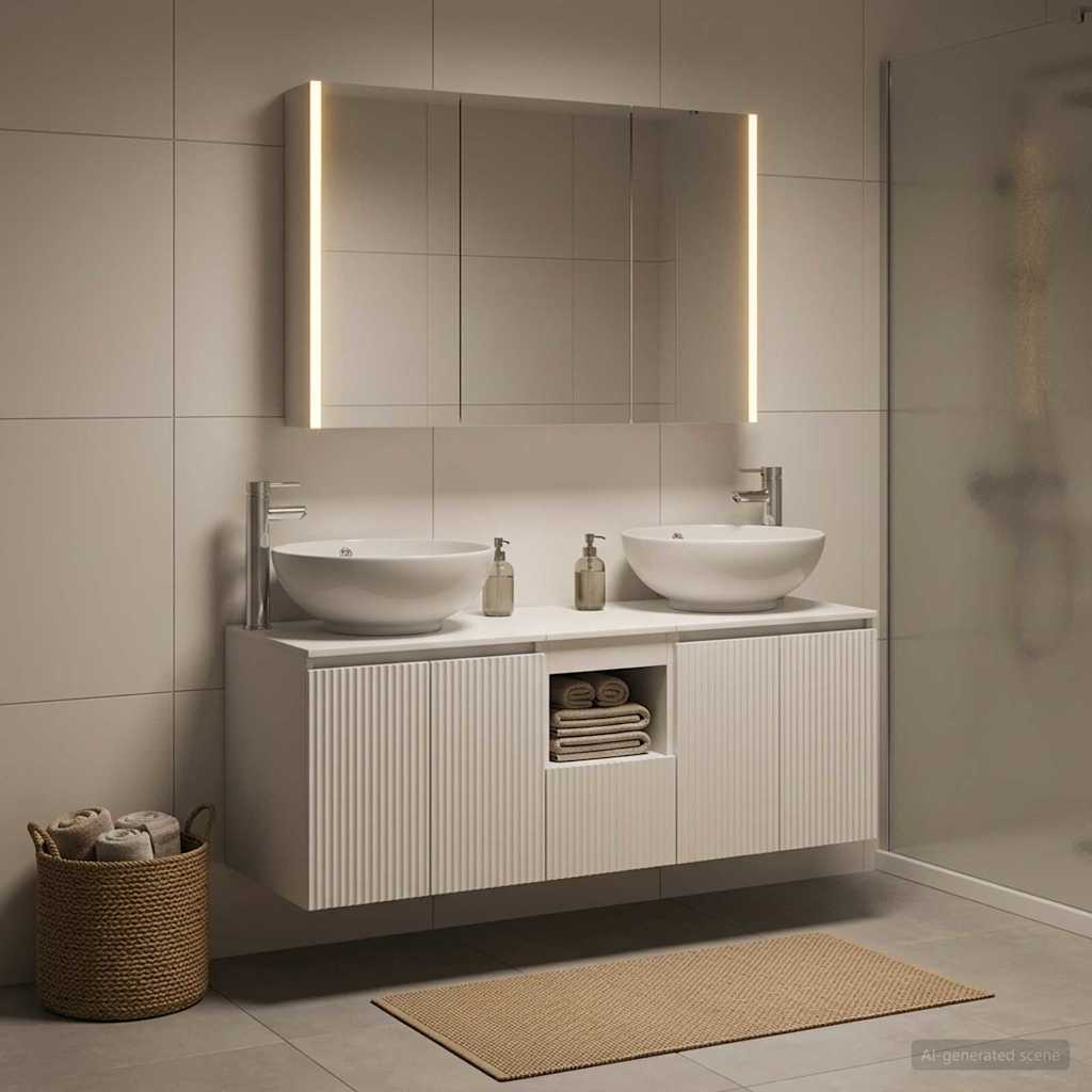 vidaXL Badkamerkastenset 4 pcs Wit Bewerkt hout