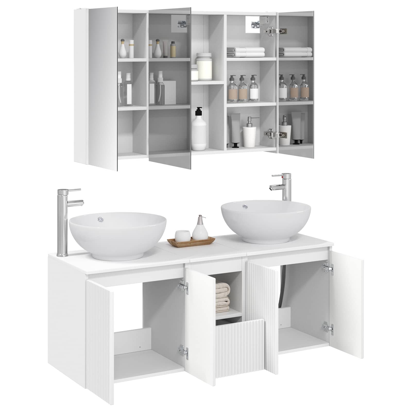 vidaXL Badkamerkastenset 4 pcs Wit Bewerkt hout