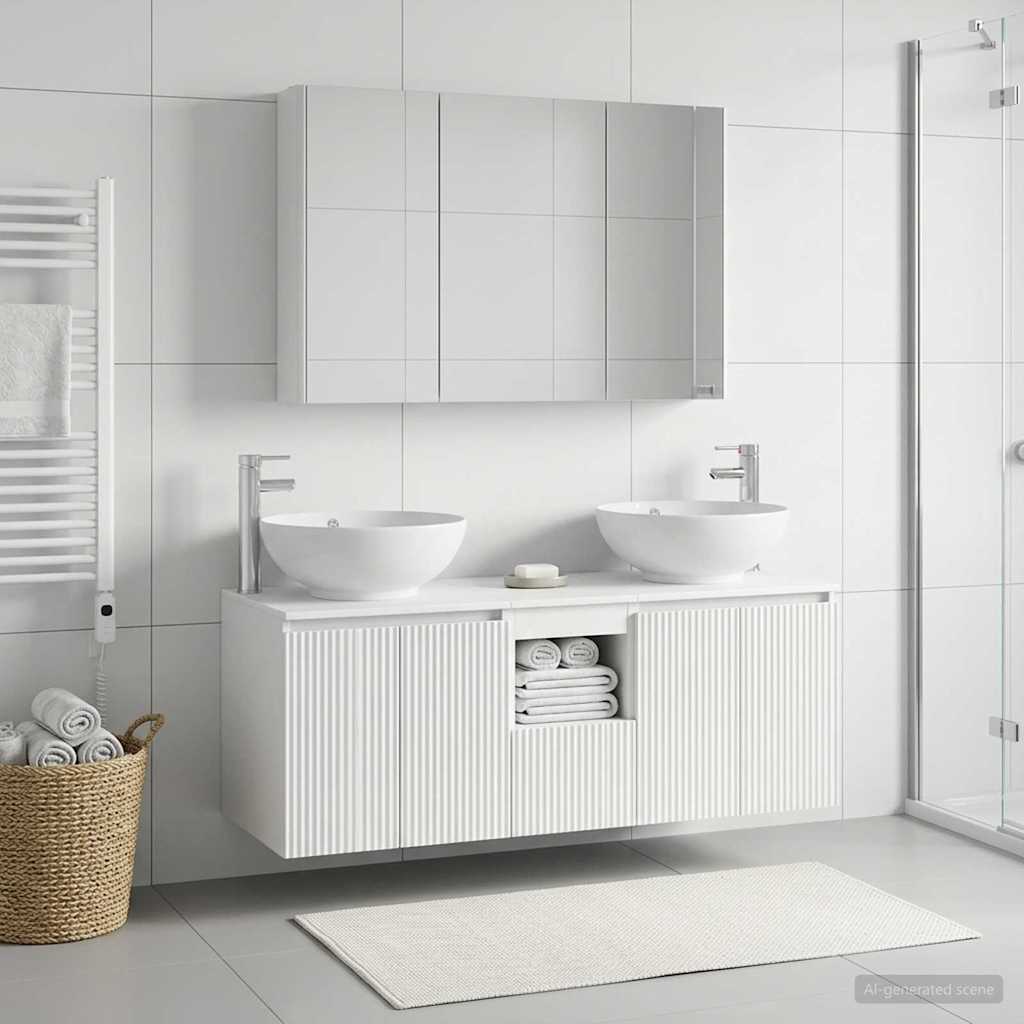 vidaXL Badkamerkastenset 4 pcs Wit Bewerkt hout