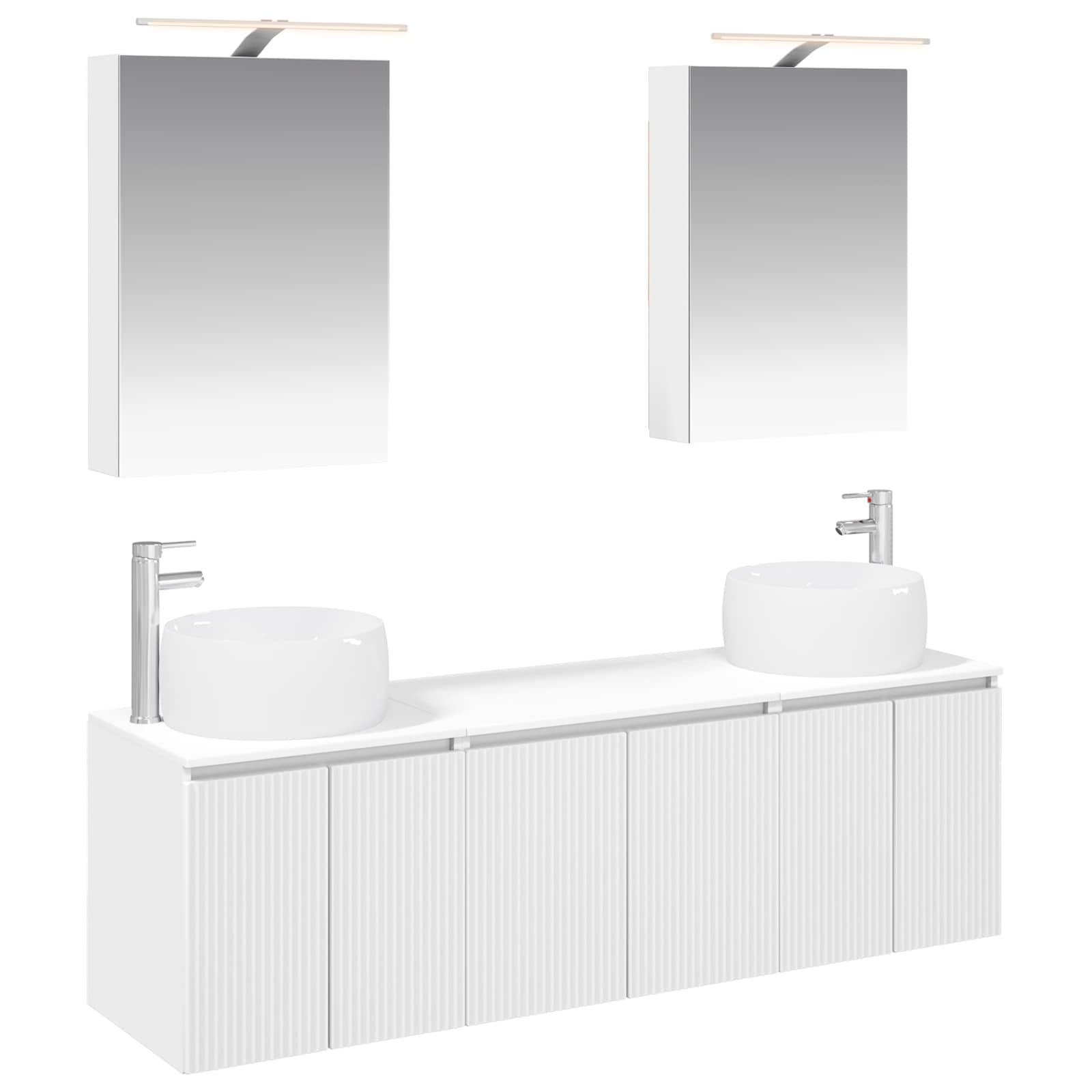 vidaXL Badkamerkastenset 5 pcs Wit Bewerkt hout