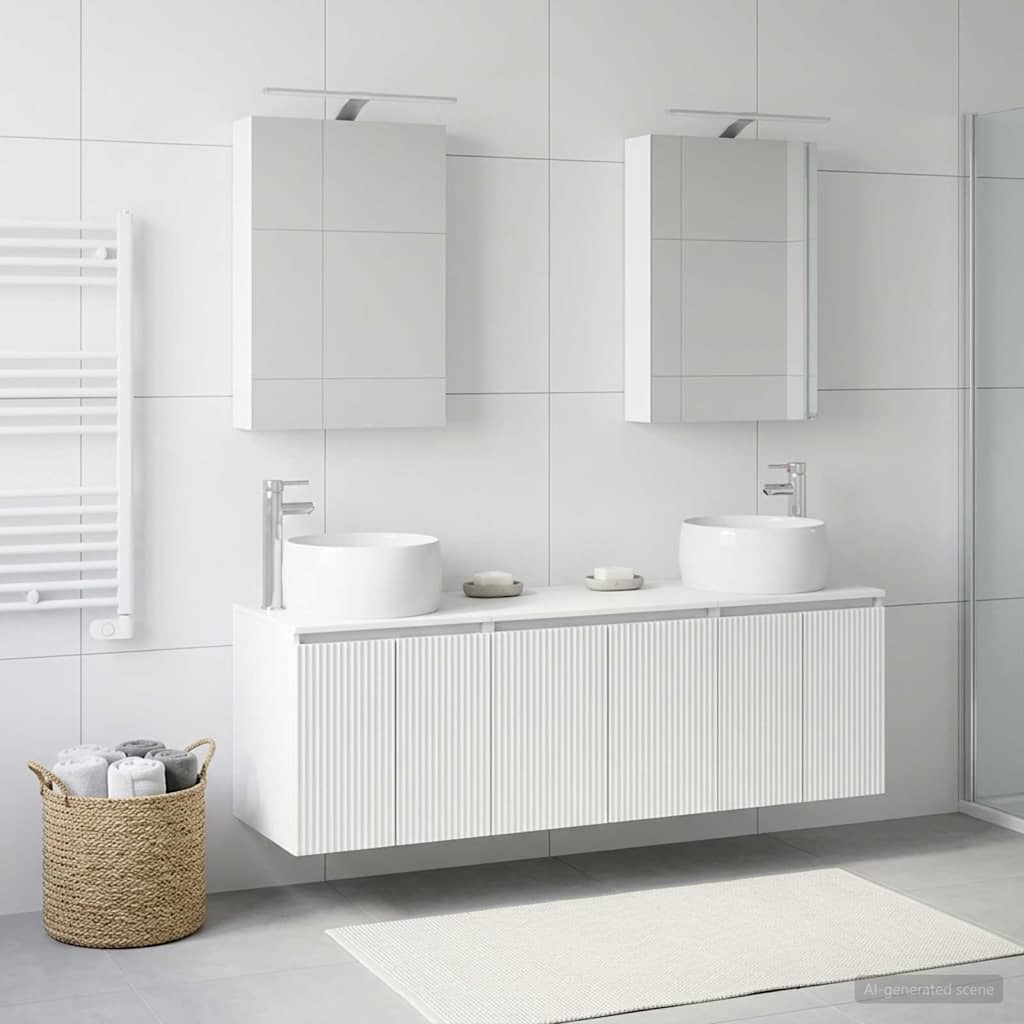 vidaXL Badkamerkastenset 5 pcs Wit Bewerkt hout