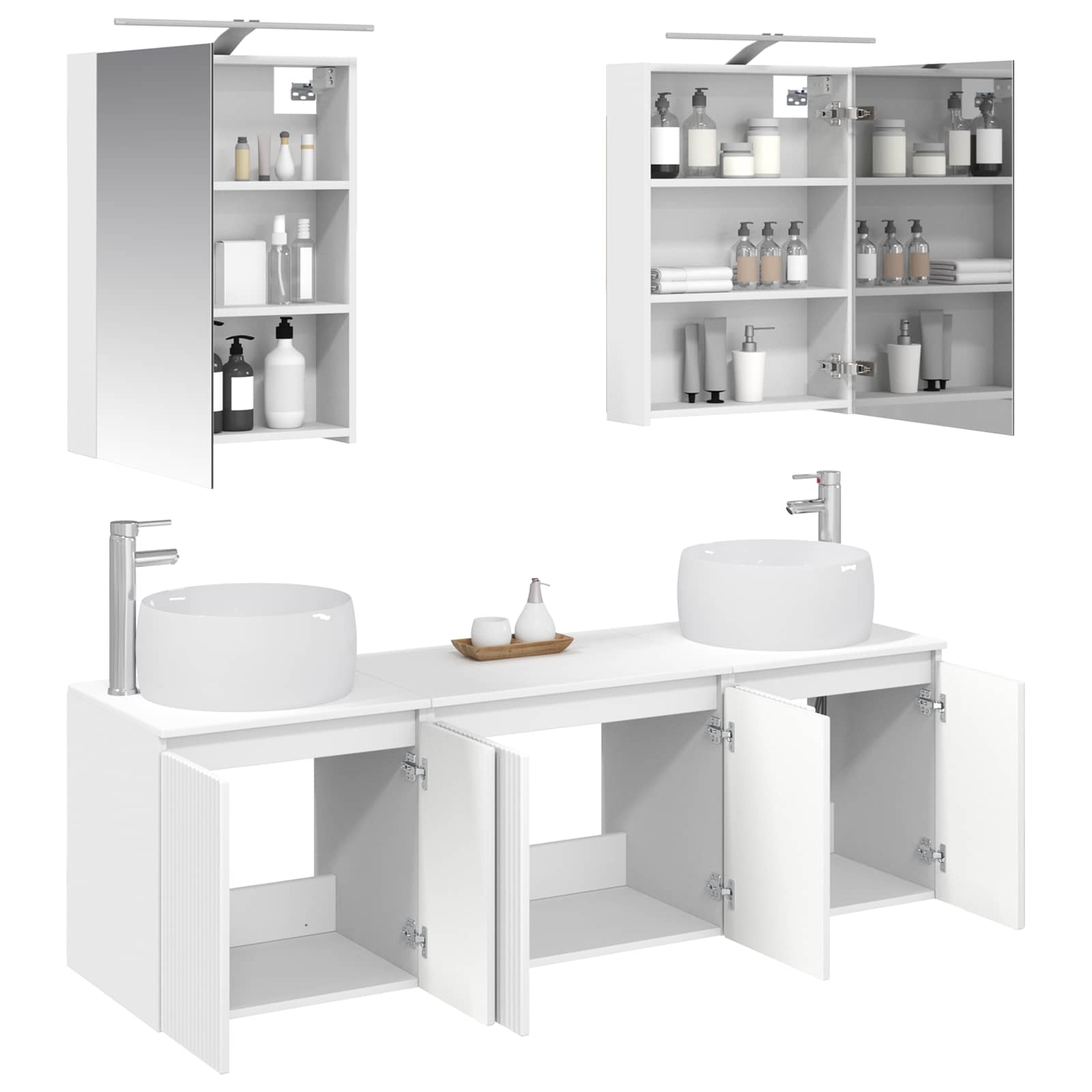 vidaXL Badkamerkastenset 5 pcs Wit Bewerkt hout