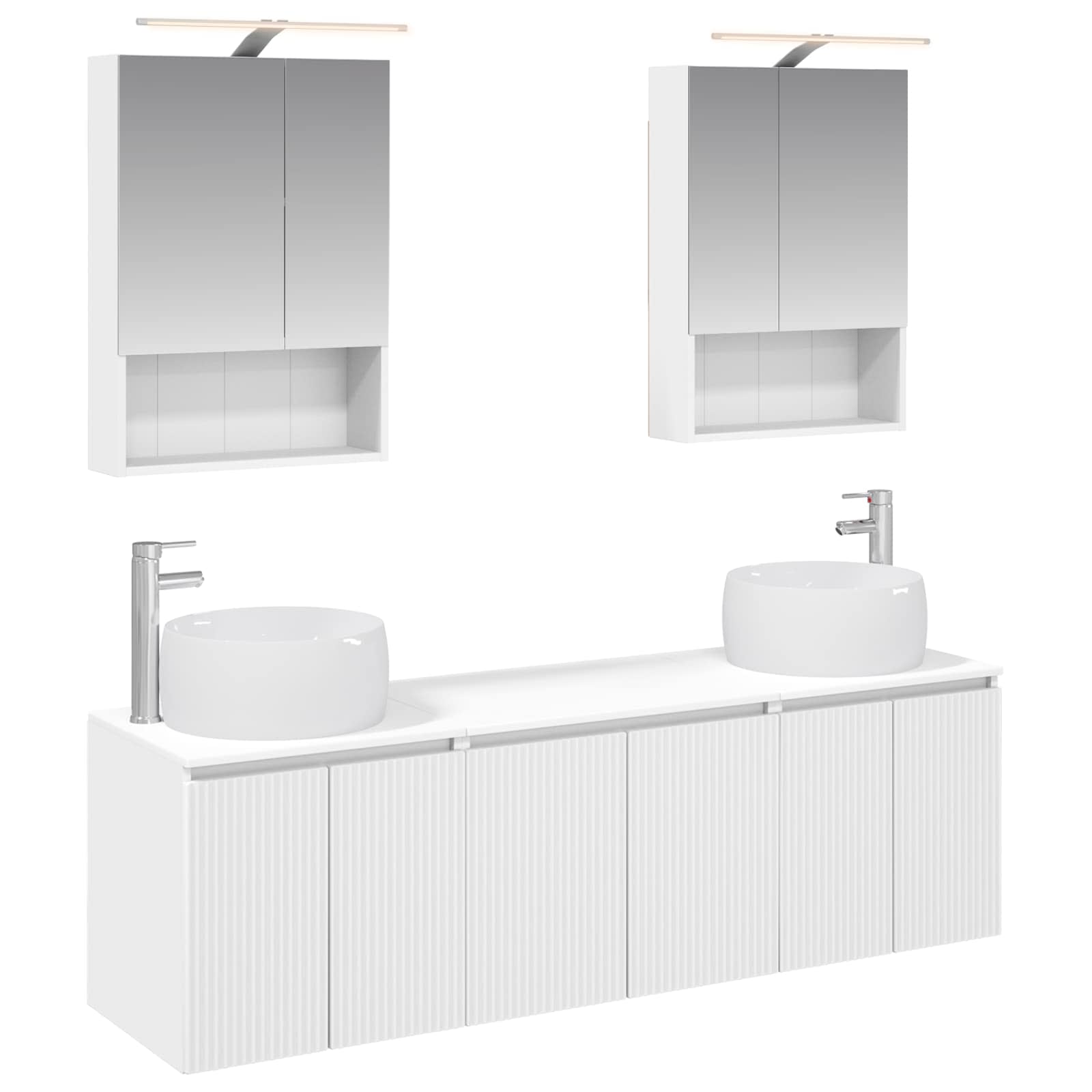 vidaXL Badkamerkastenset 5 pcs Wit Bewerkt hout