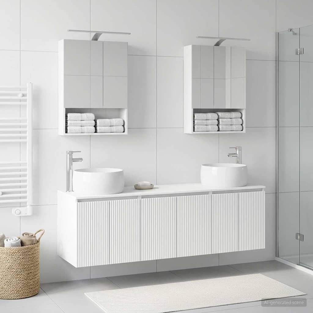 vidaXL Badkamerkastenset 5 pcs Wit Bewerkt hout