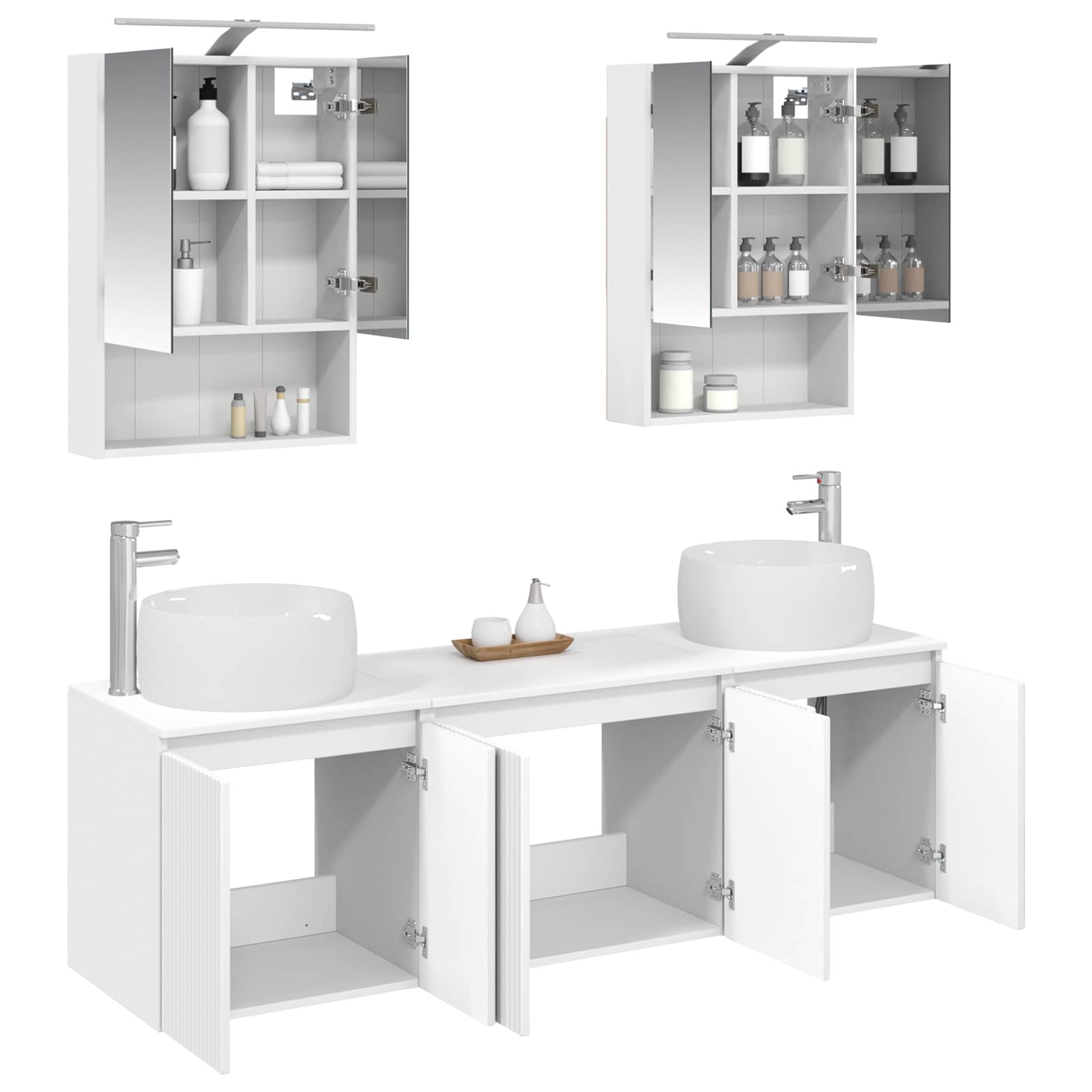vidaXL Badkamerkastenset 5 pcs Wit Bewerkt hout