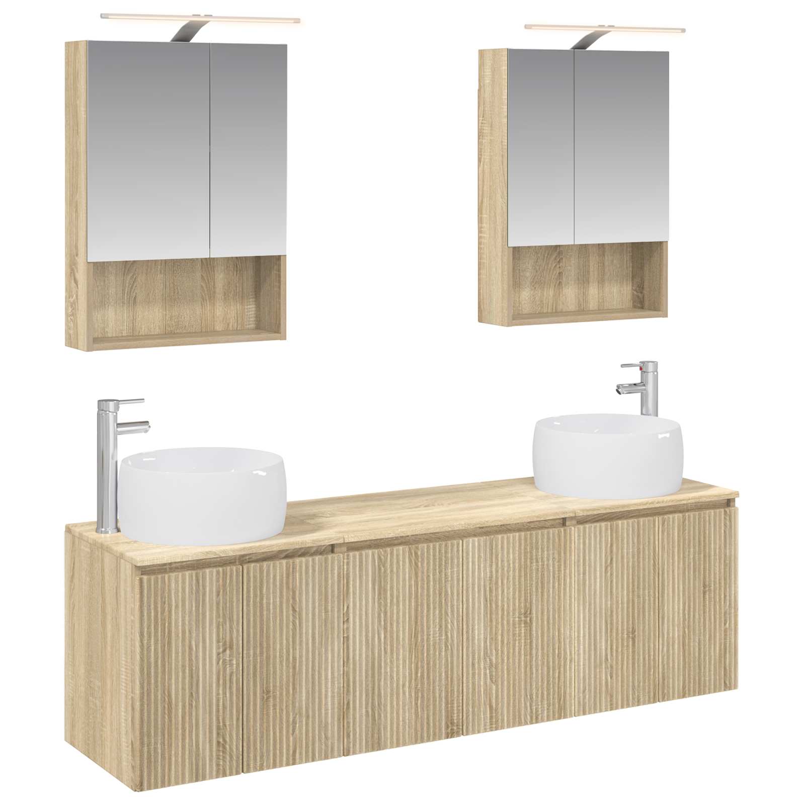 vidaXL Badkamerkastenset 5 pcs Wit Bewerkt hout