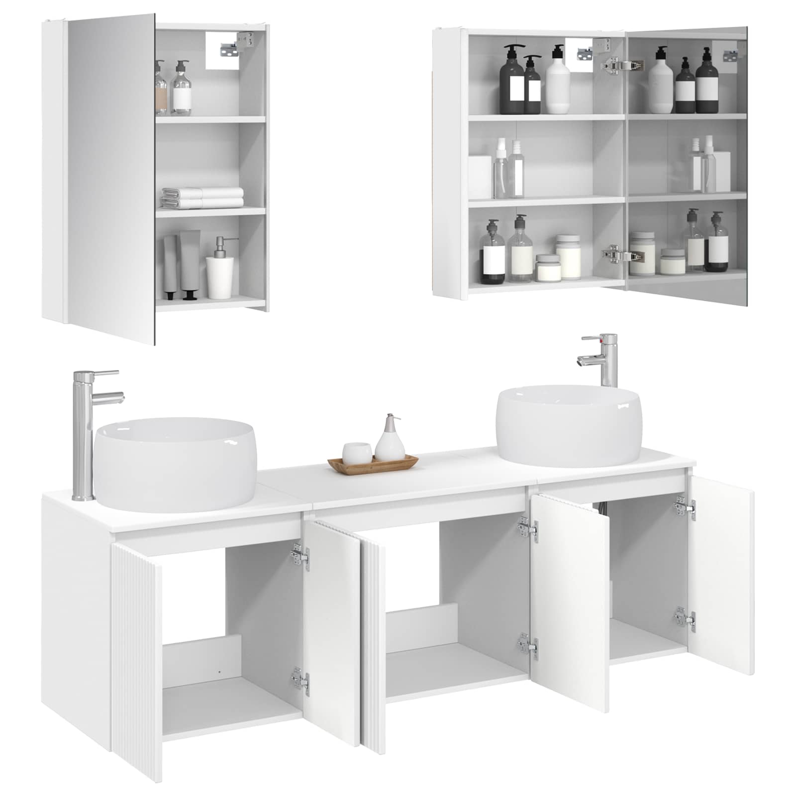 vidaXL Badkamerkastenset 5 pcs Wit Bewerkt hout