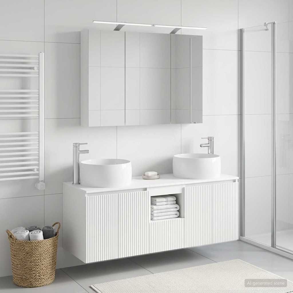 vidaXL Badkamerkastenset 4 pcs Wit Bewerkt hout
