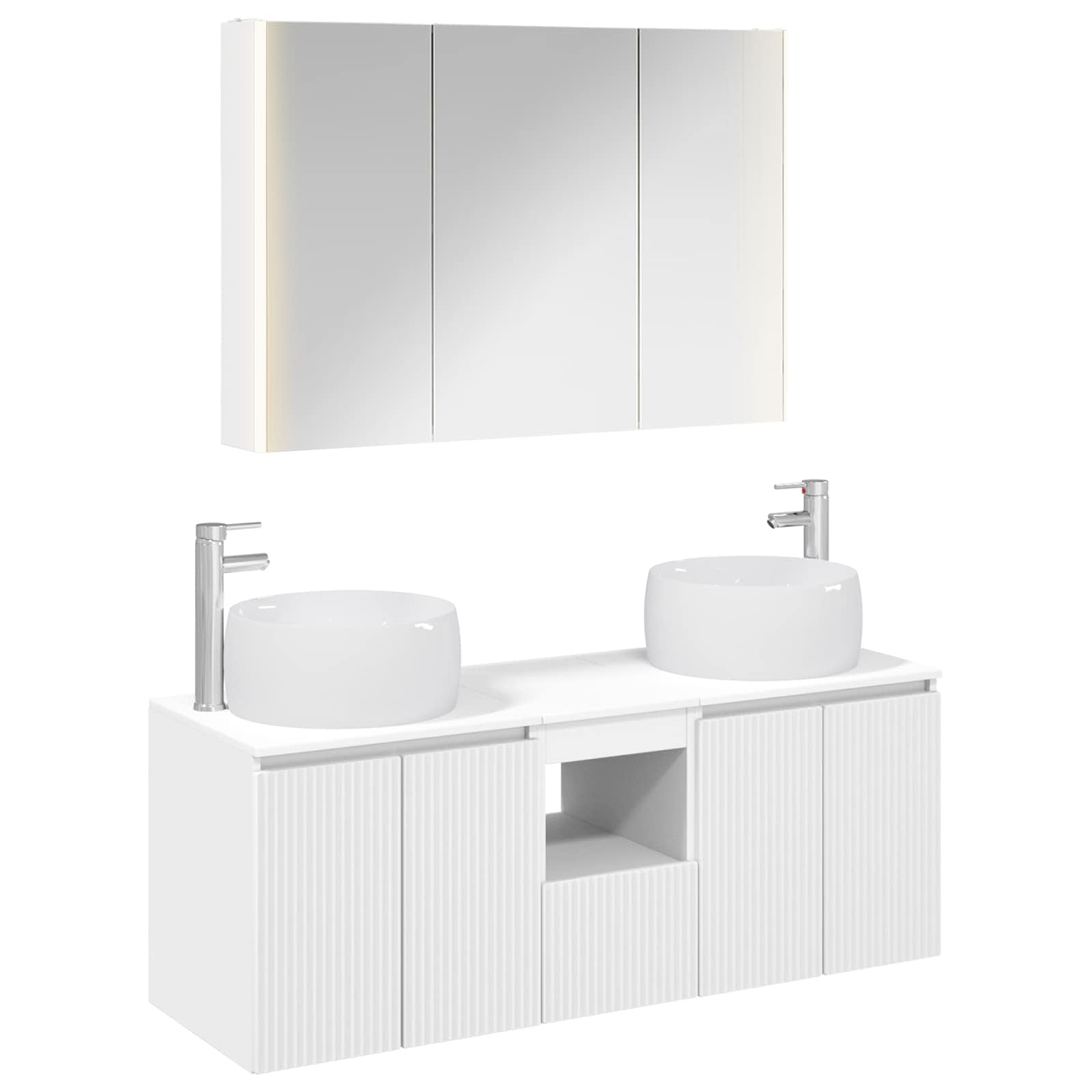vidaXL Badkamerkastenset 4 pcs Wit Bewerkt hout