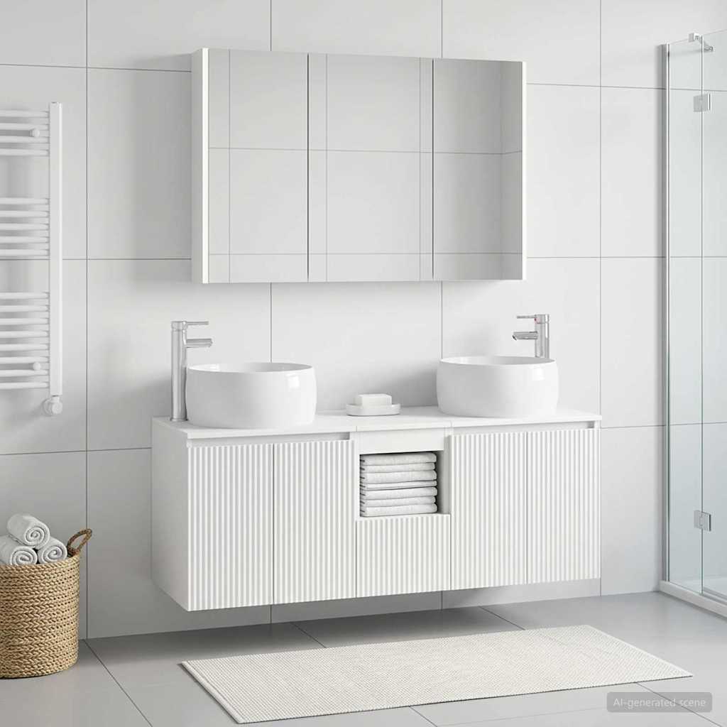 vidaXL Badkamerkastenset 4 pcs Wit Bewerkt hout