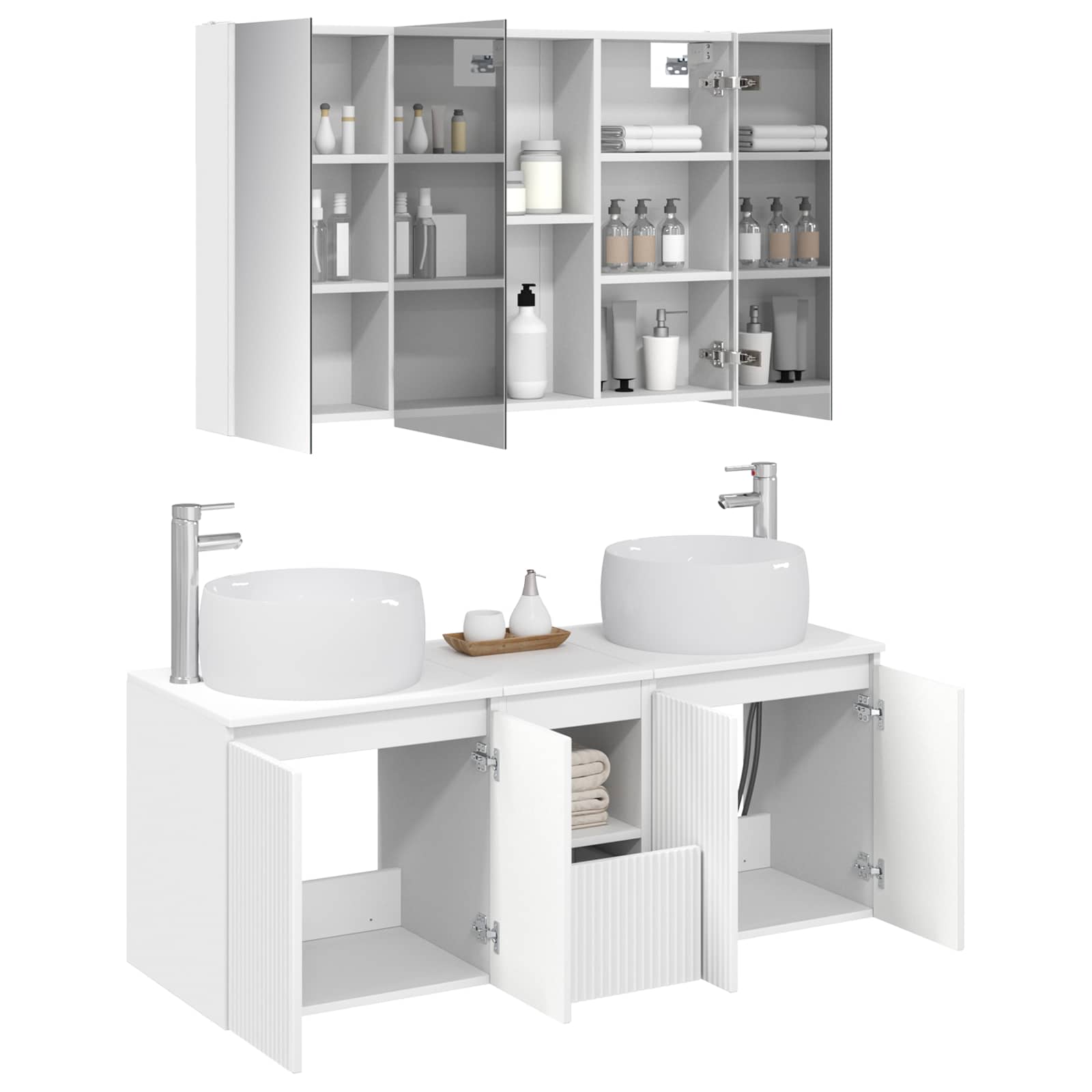 vidaXL Badkamerkastenset 4 pcs Wit Bewerkt hout